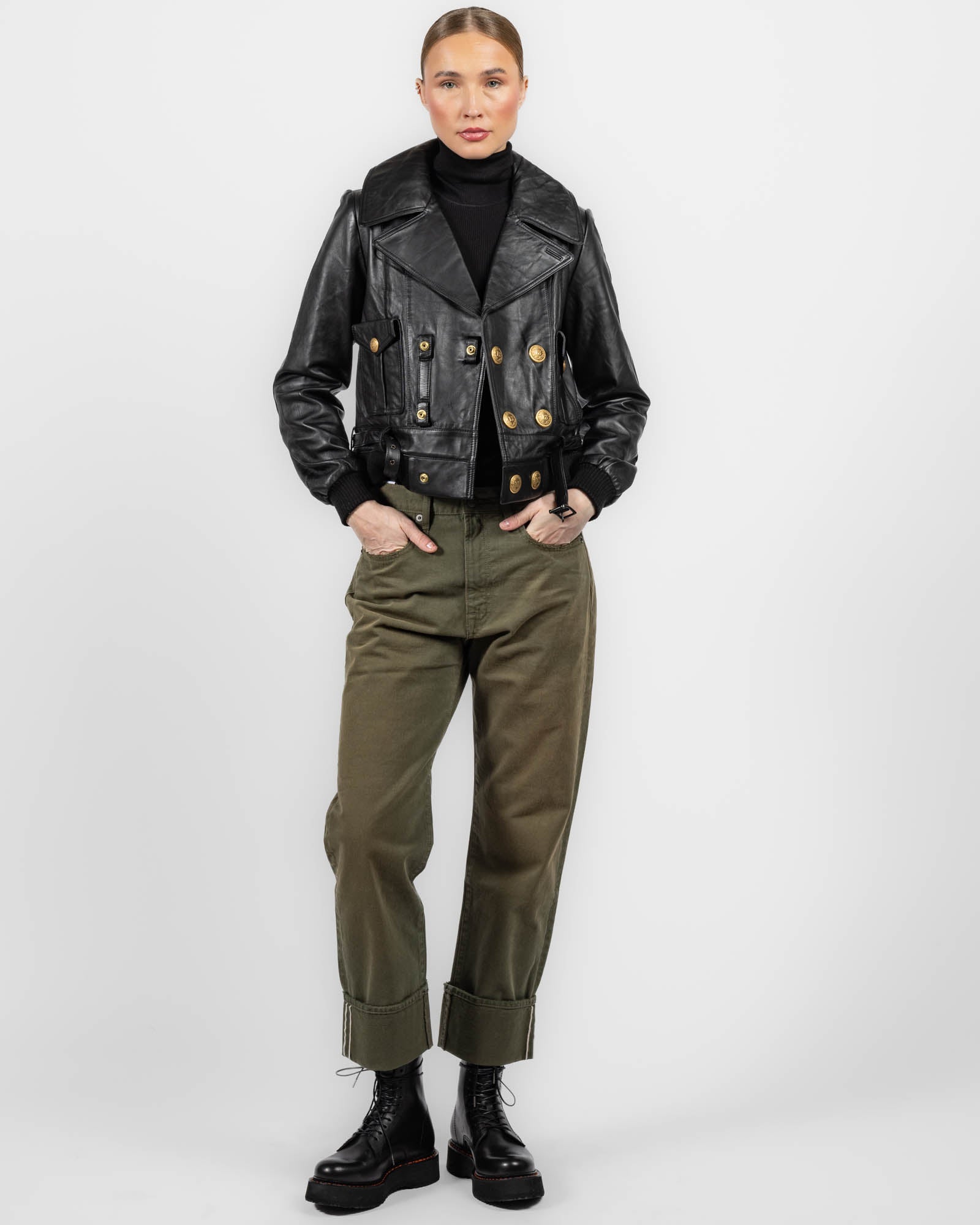 Leather Peacoat Jacket