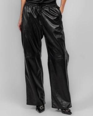 Wide Leg Leather Pants