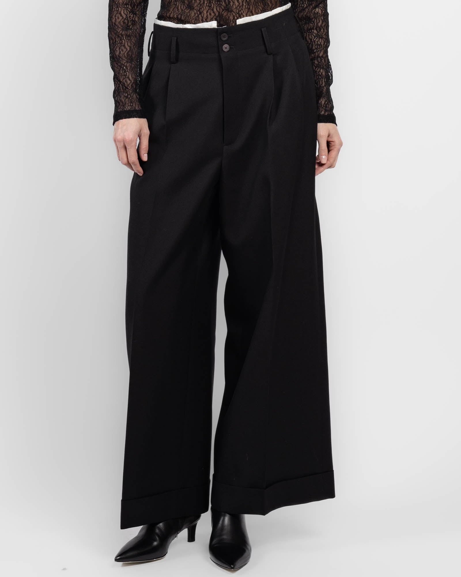Pantalon large en laine