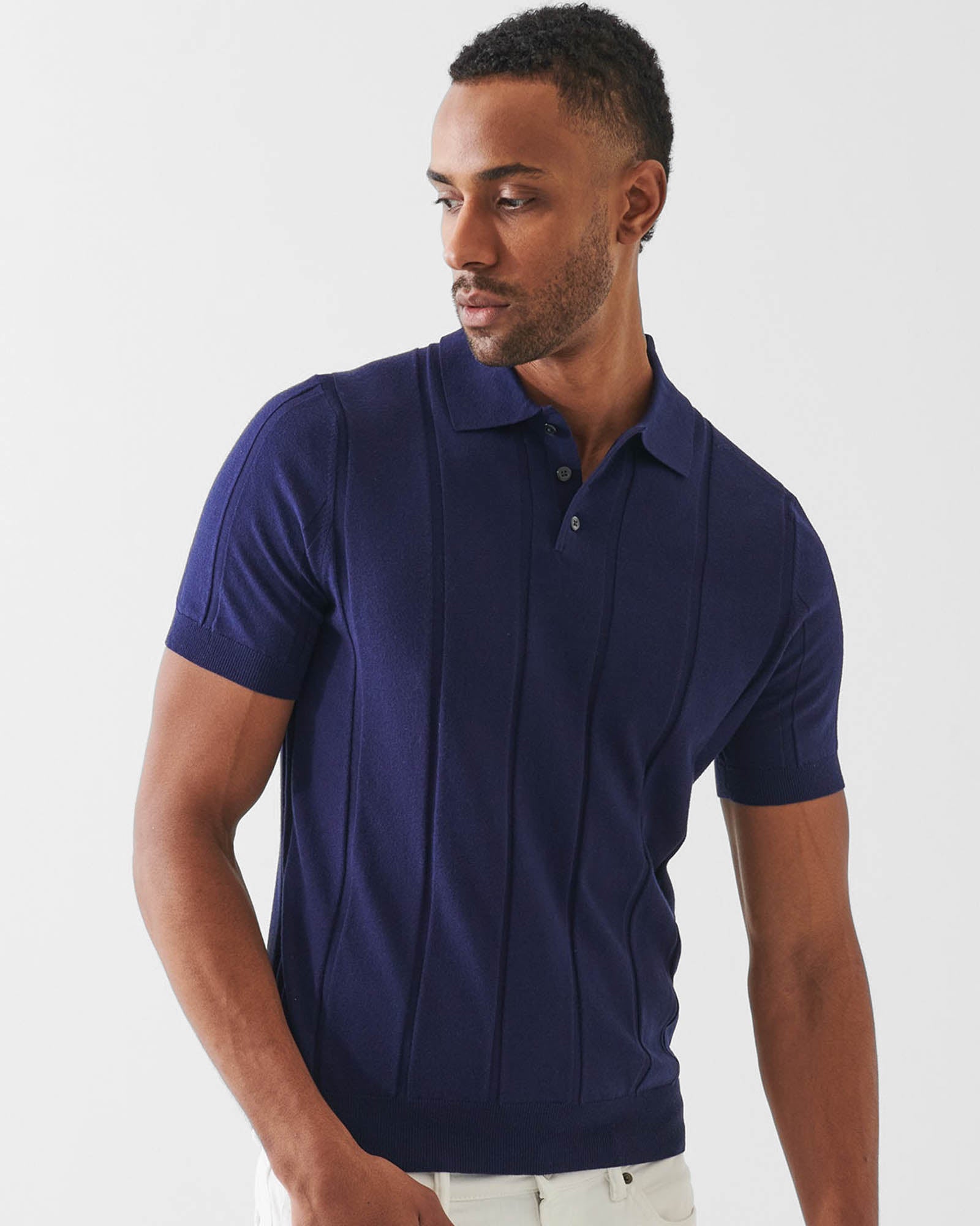 PATRICK ASSARAF Short Sleeve Button Polo Sweater