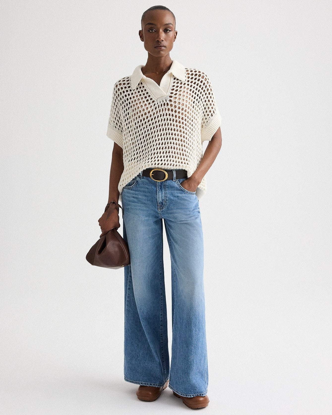 Supersized Open Knit Polo