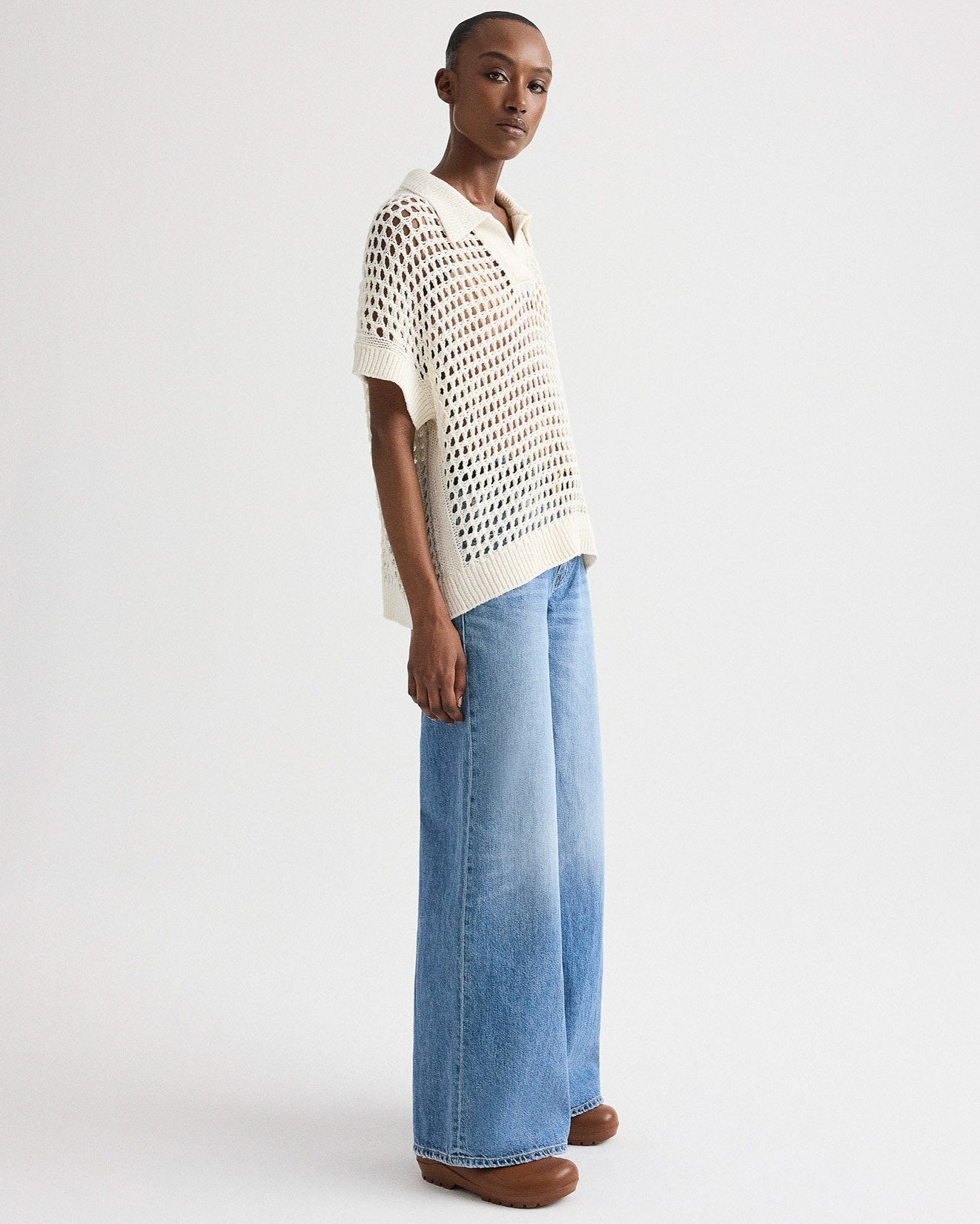 Supersized Open Knit Polo