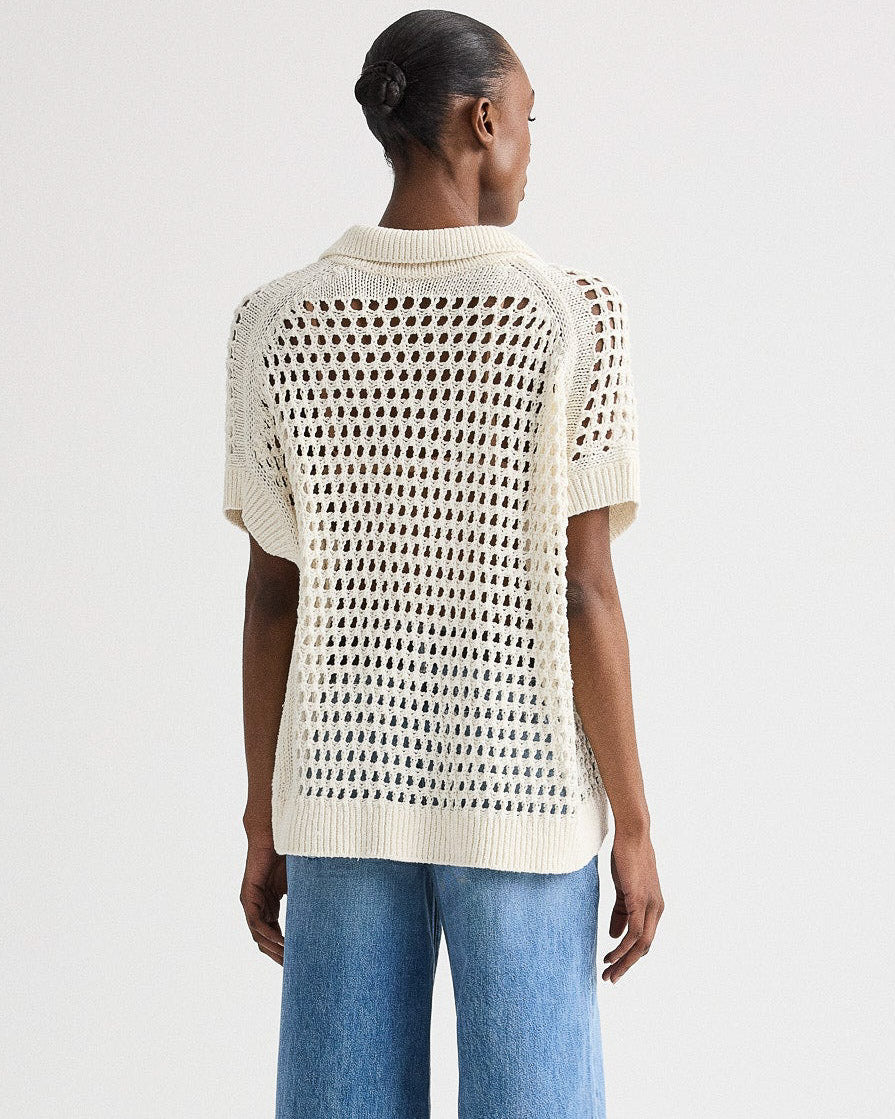 Supersized Open Knit Polo