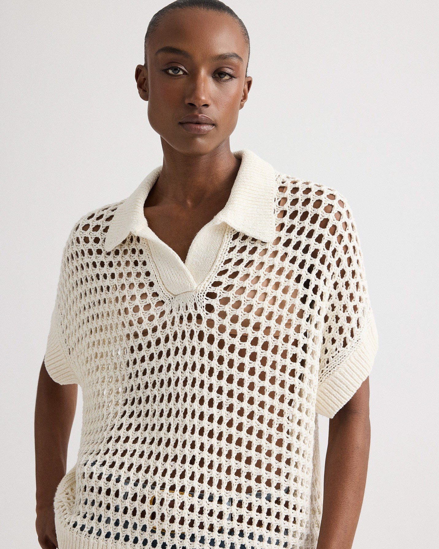 Supersized Open Knit Polo