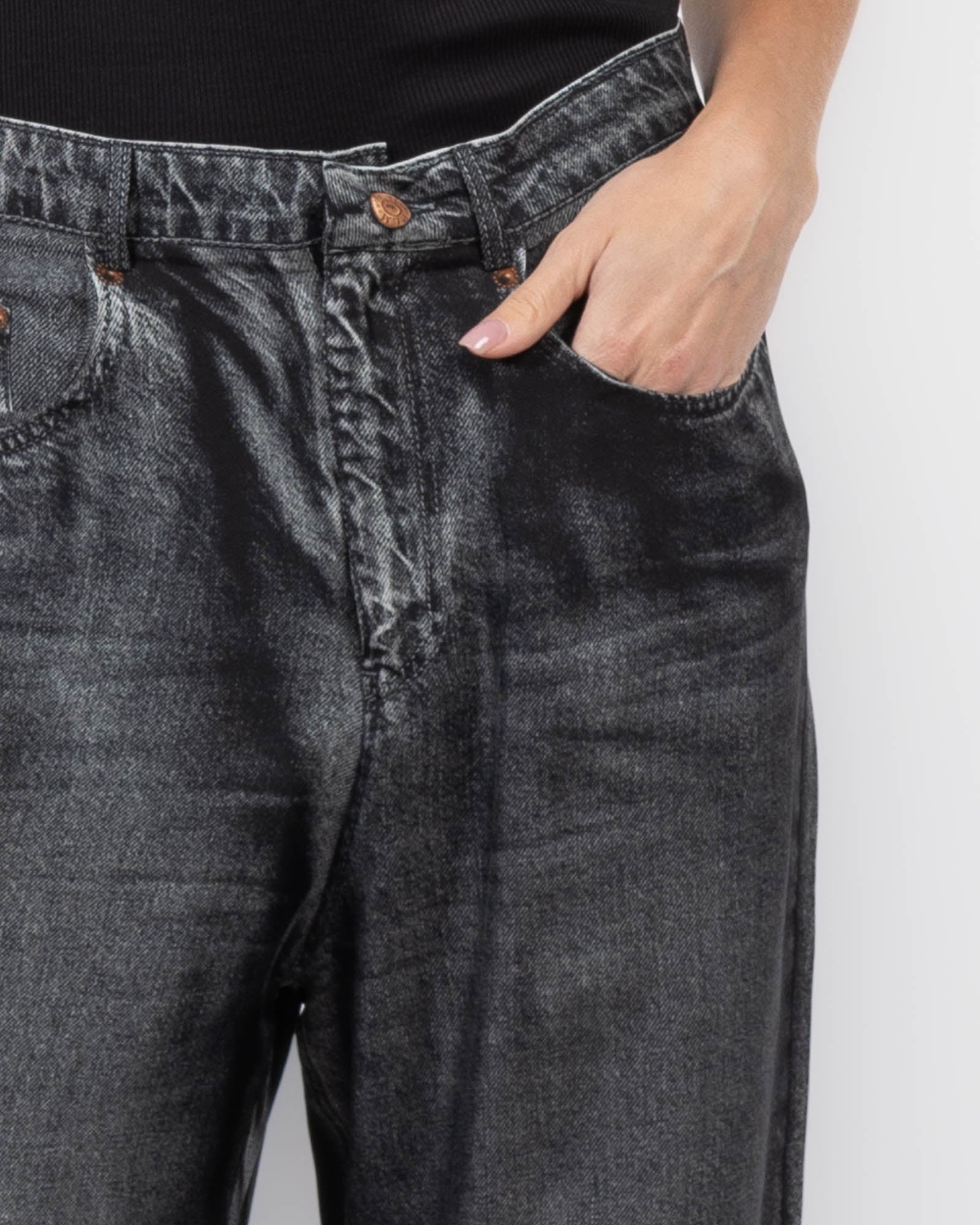 Denim Printed Pants