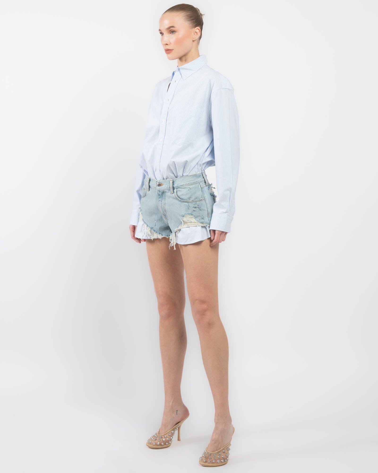 Shirt And Denim Shirt Romper
