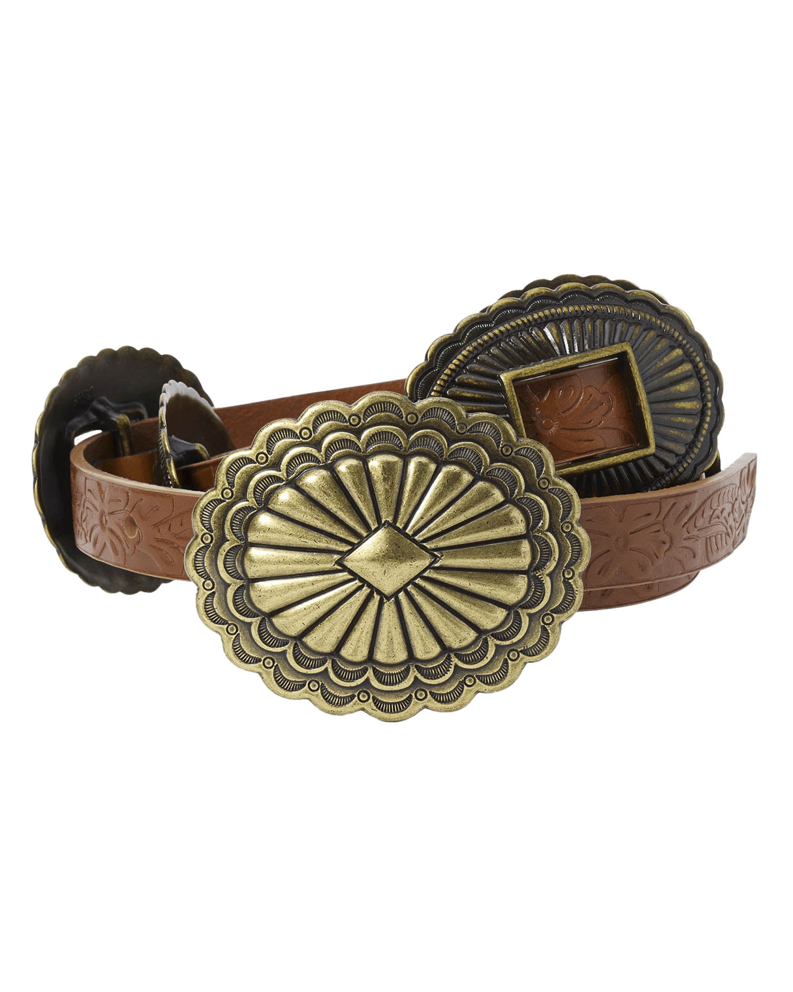 The Tooled Leather Concho Belt