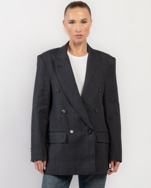 Double-Breasted Peaked Lapel Blazer