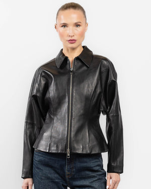 Veste en cuir ajustée