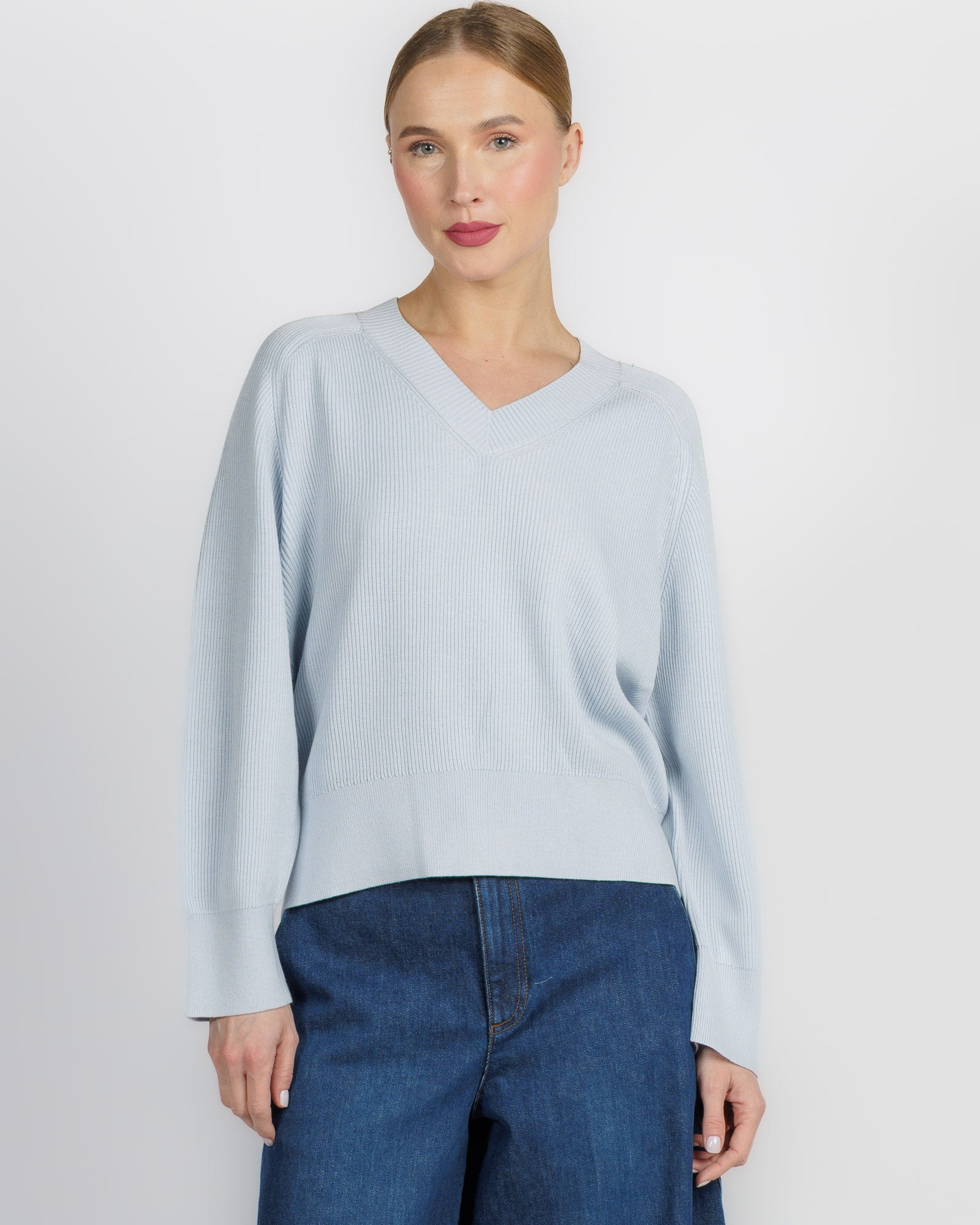 Long Sleeve Rib Raglan Vneck