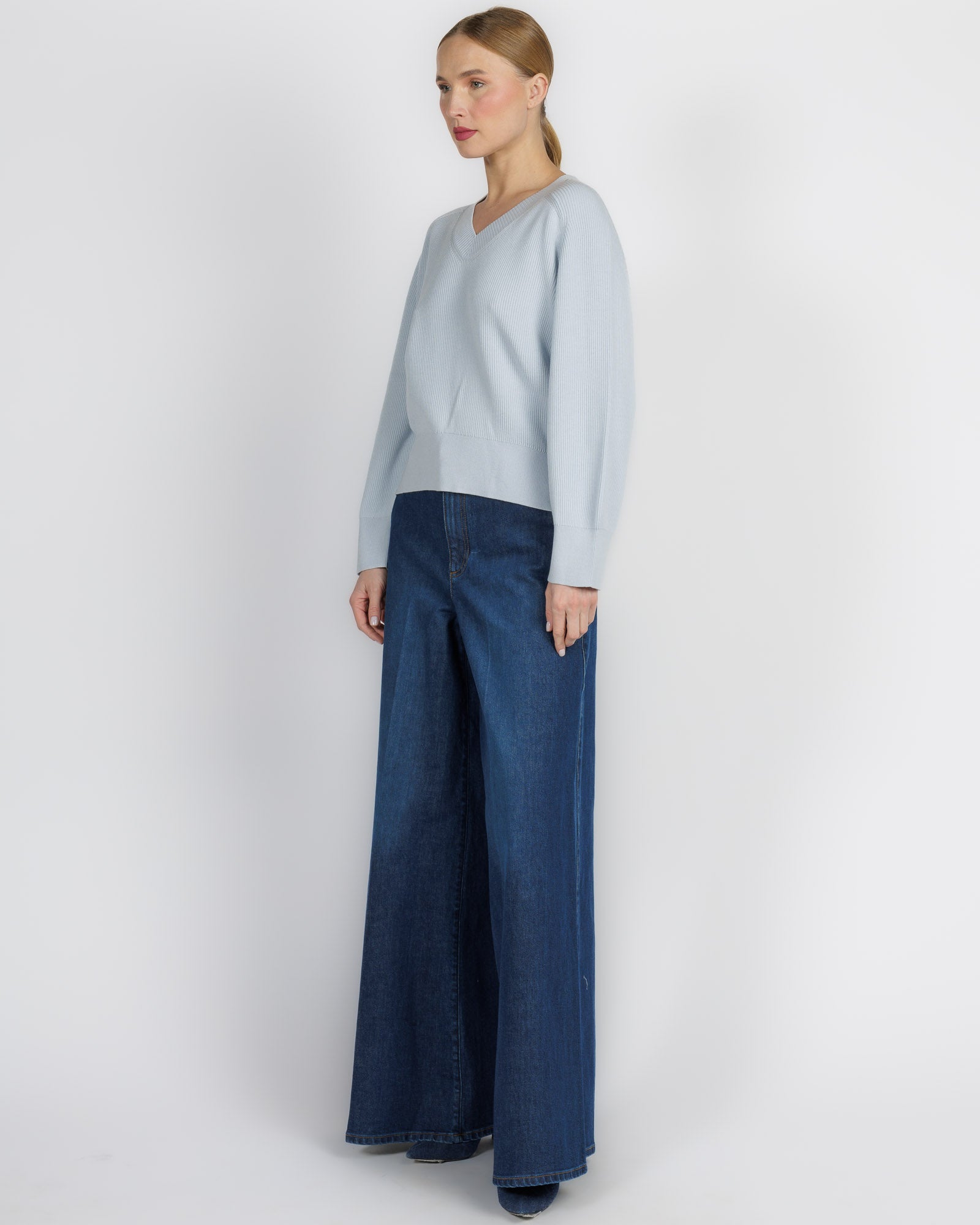 Long Sleeve Rib Raglan Vneck