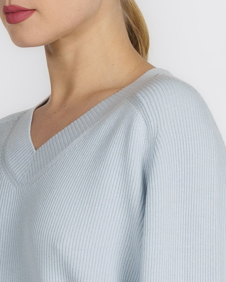 Long Sleeve Rib Raglan Vneck