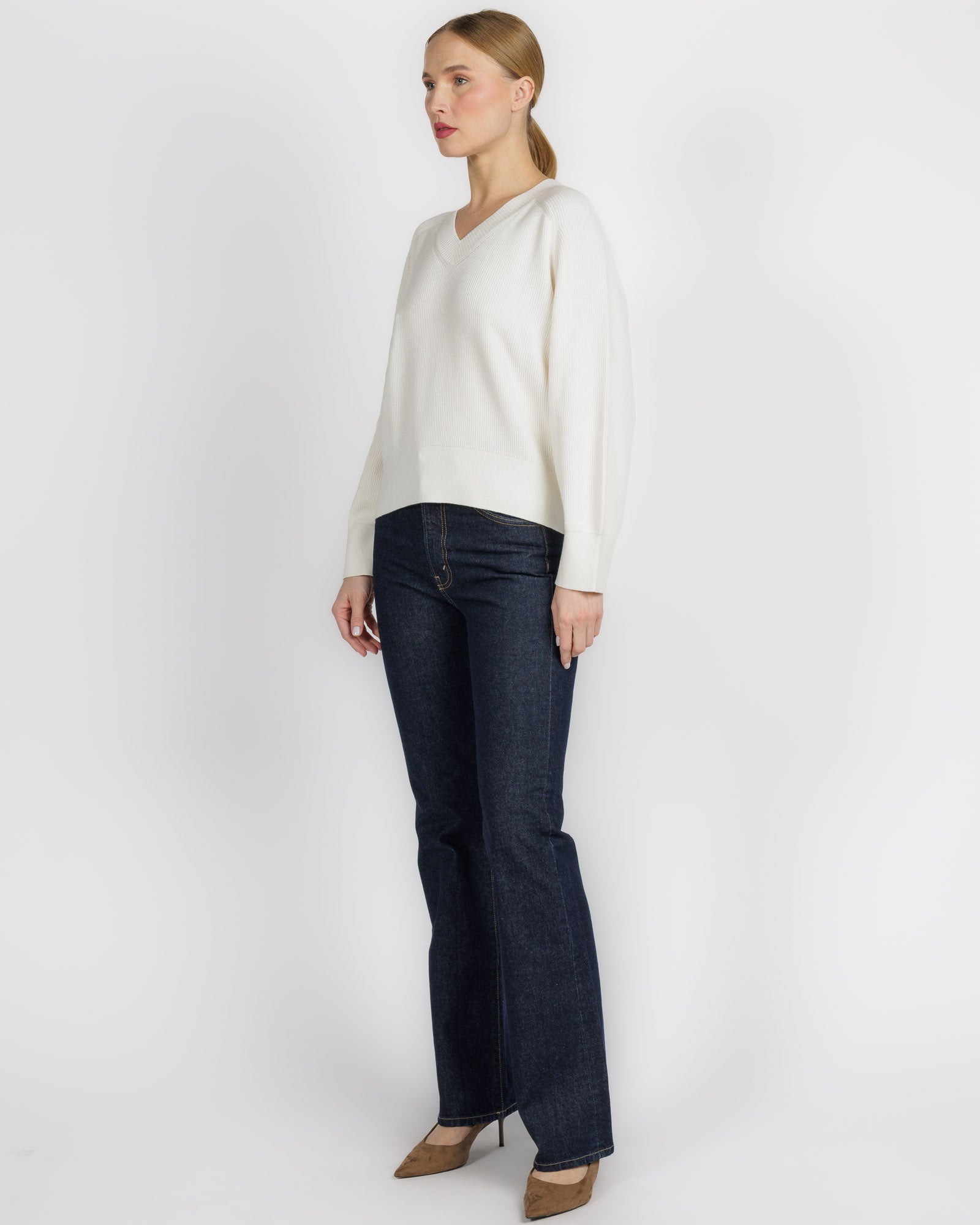 Long Sleeve Rib Raglan Vneck