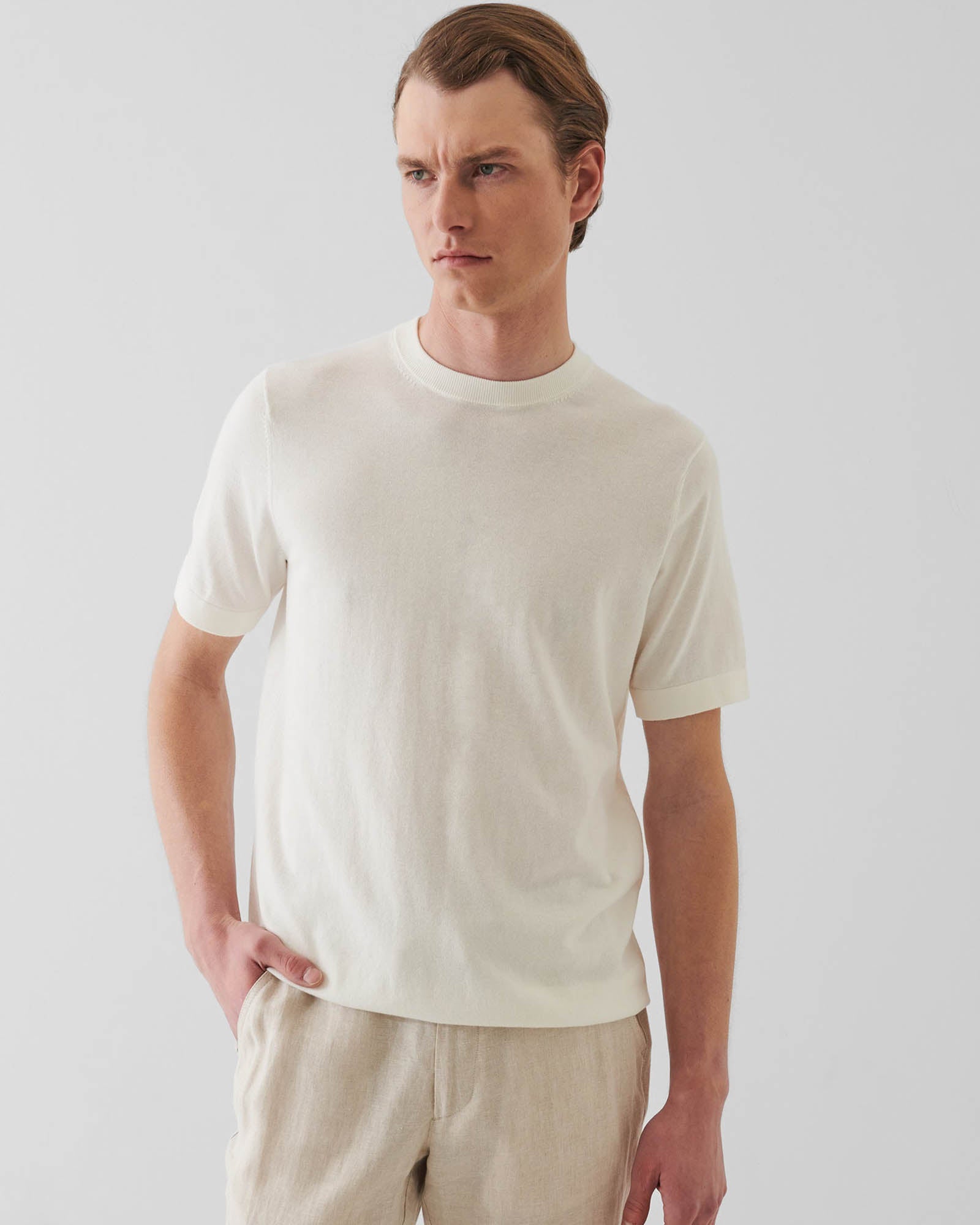Short Sleeve Cashmere Crewneck