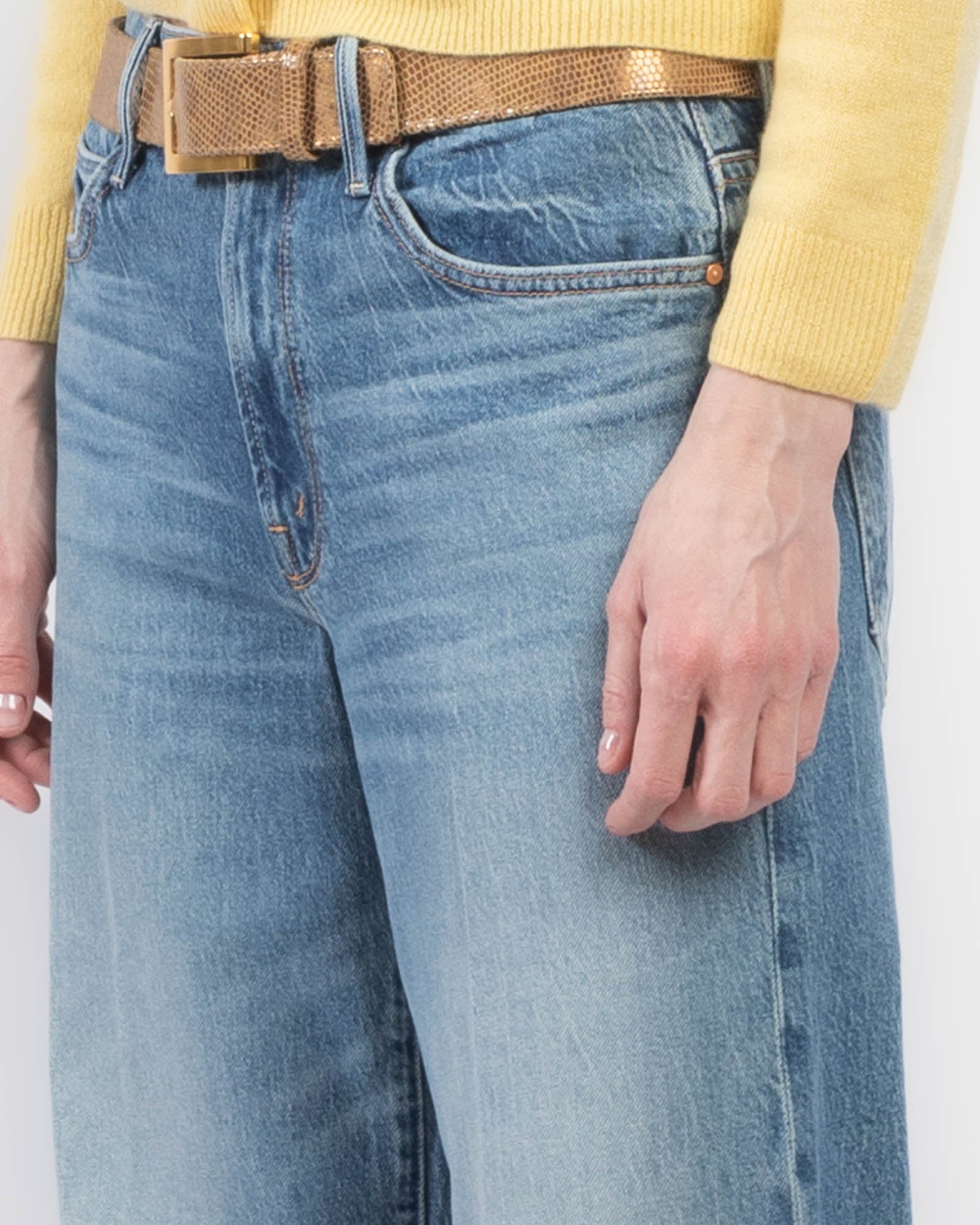 Jean taille mi-haute style tunnel