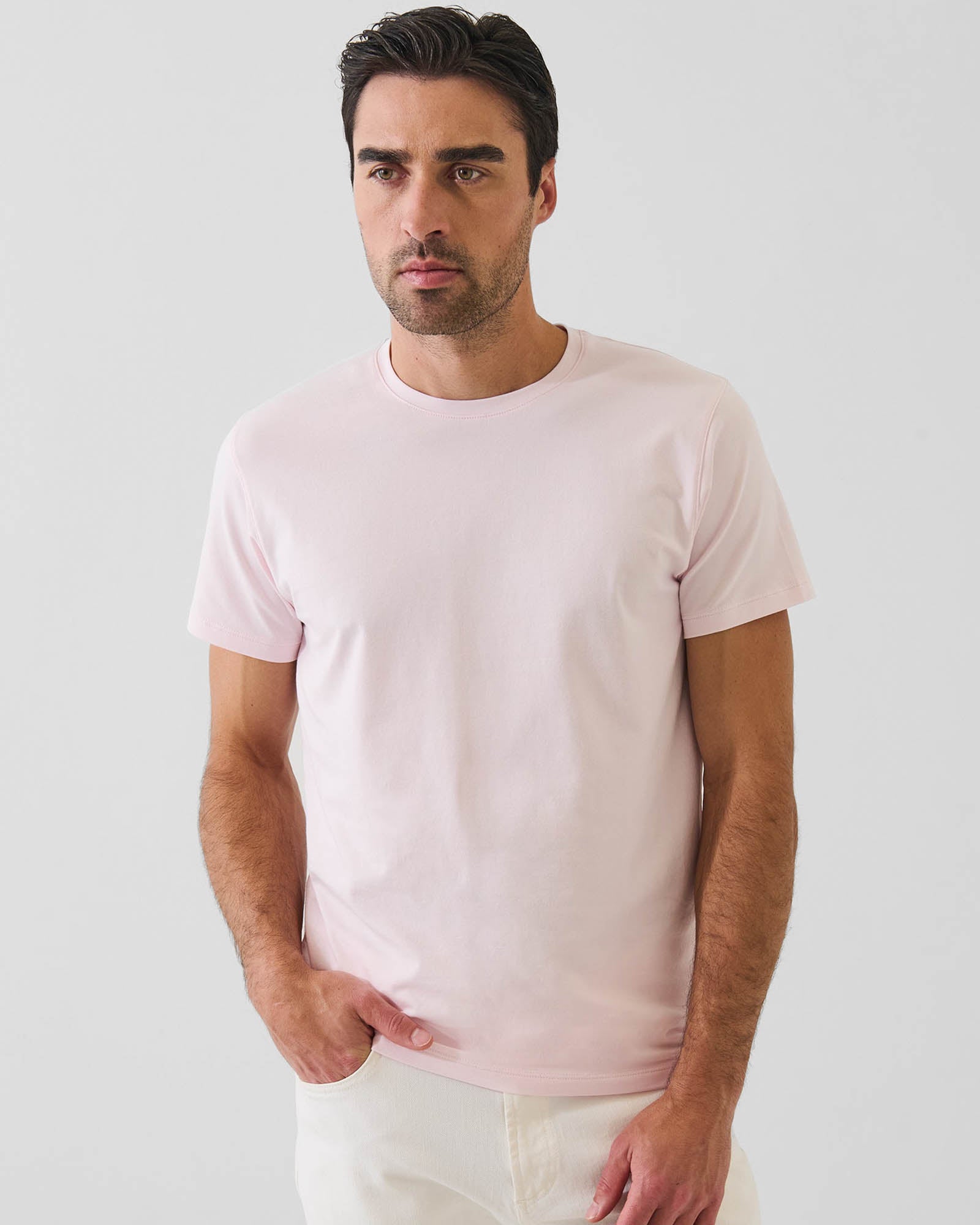 T-shirt ras du cou extensible à manches courtes
