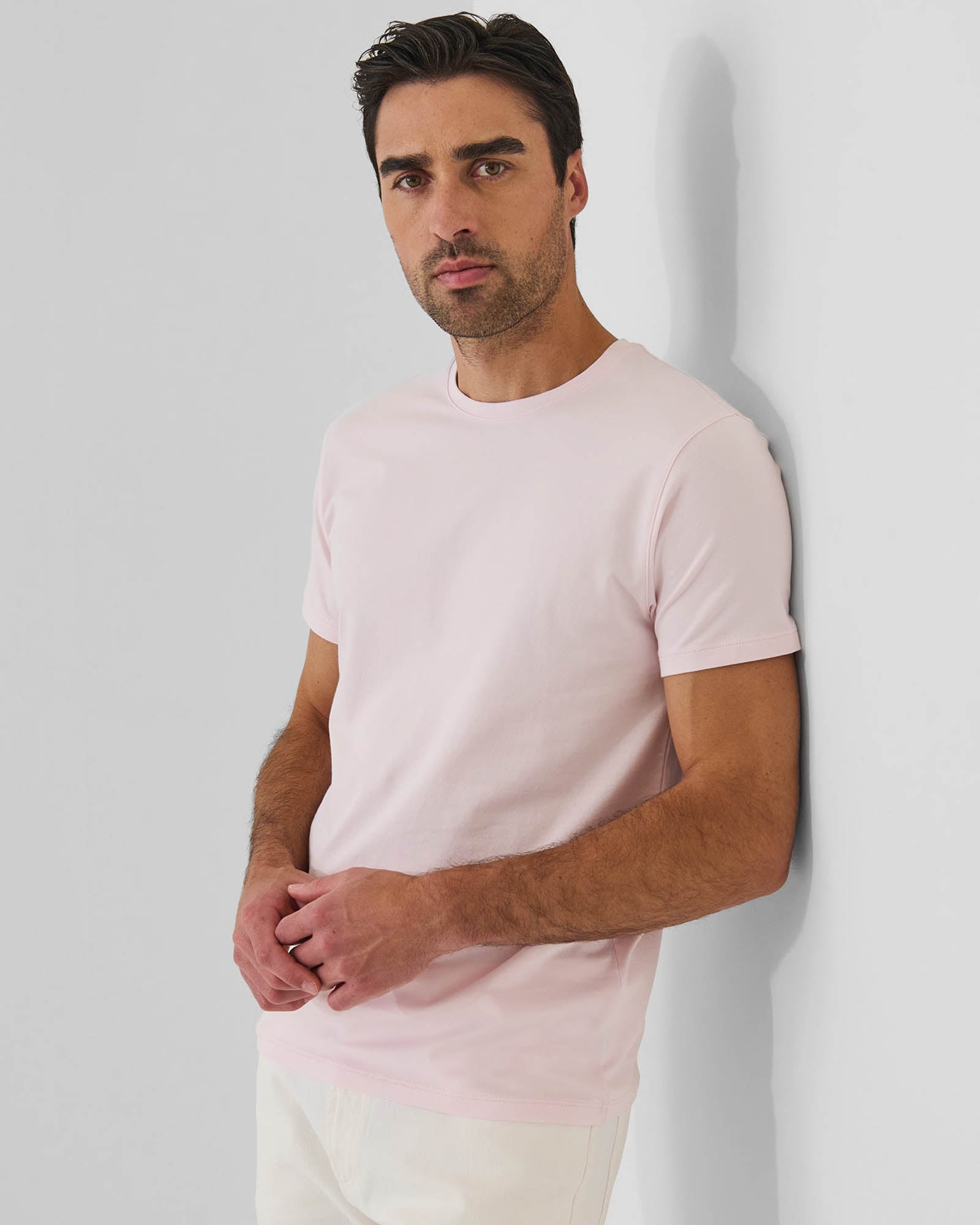 T-shirt ras du cou extensible à manches courtes