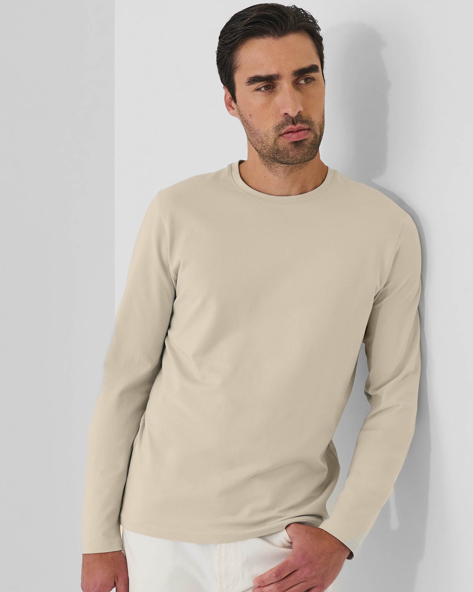 Pima Cotton Stretch Long Sleeve T-Shirt