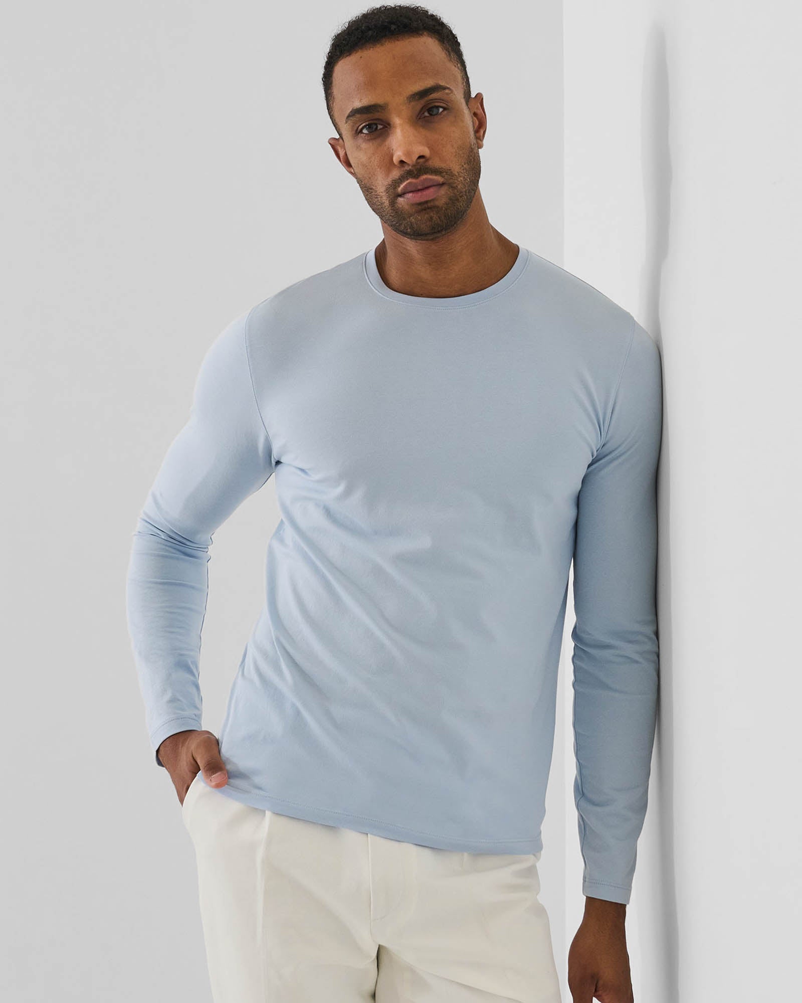 Pima Cotton Stretch Long Sleeve T-Shirt