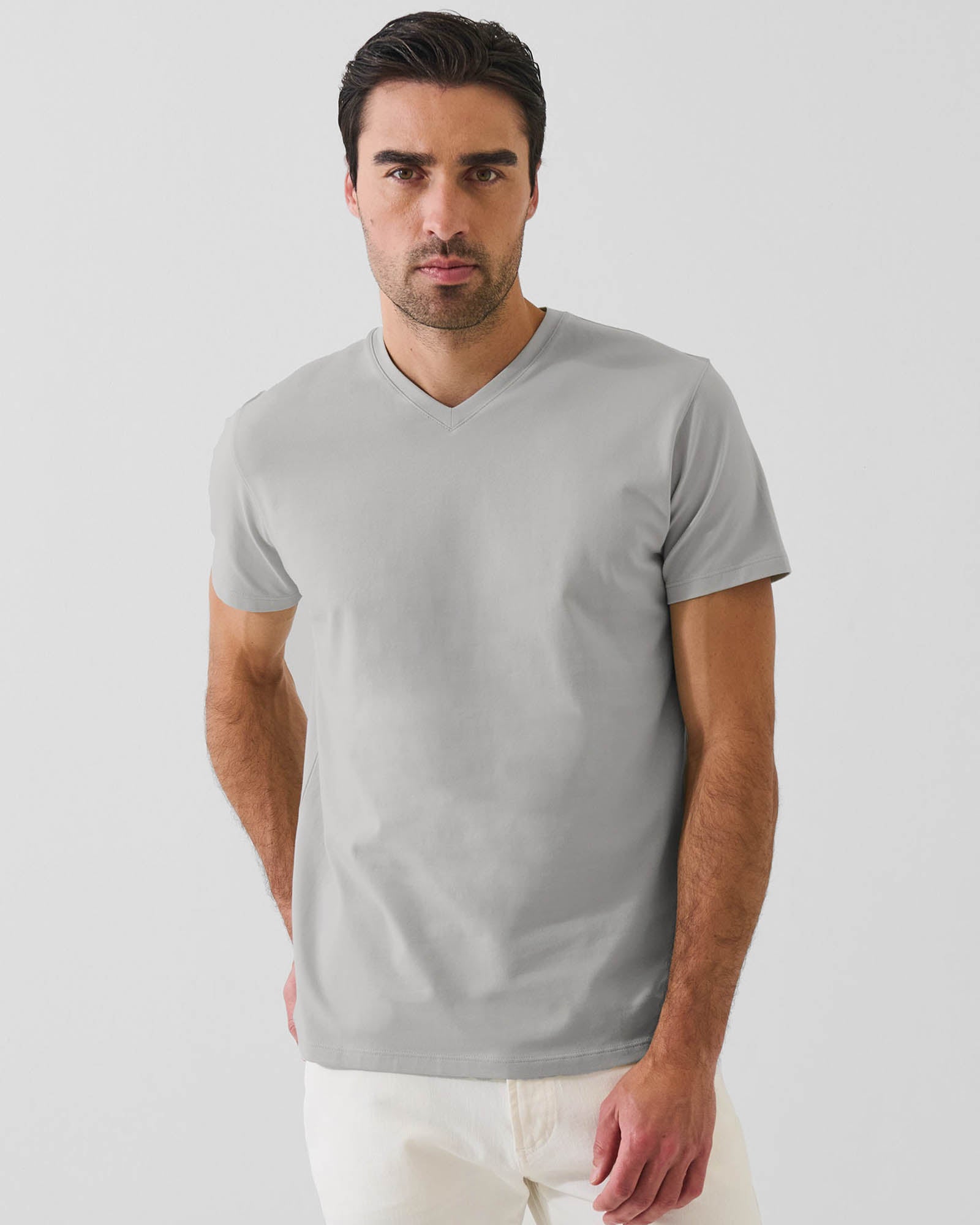 Pima Cotton Stretch V-Neck T-Shirt