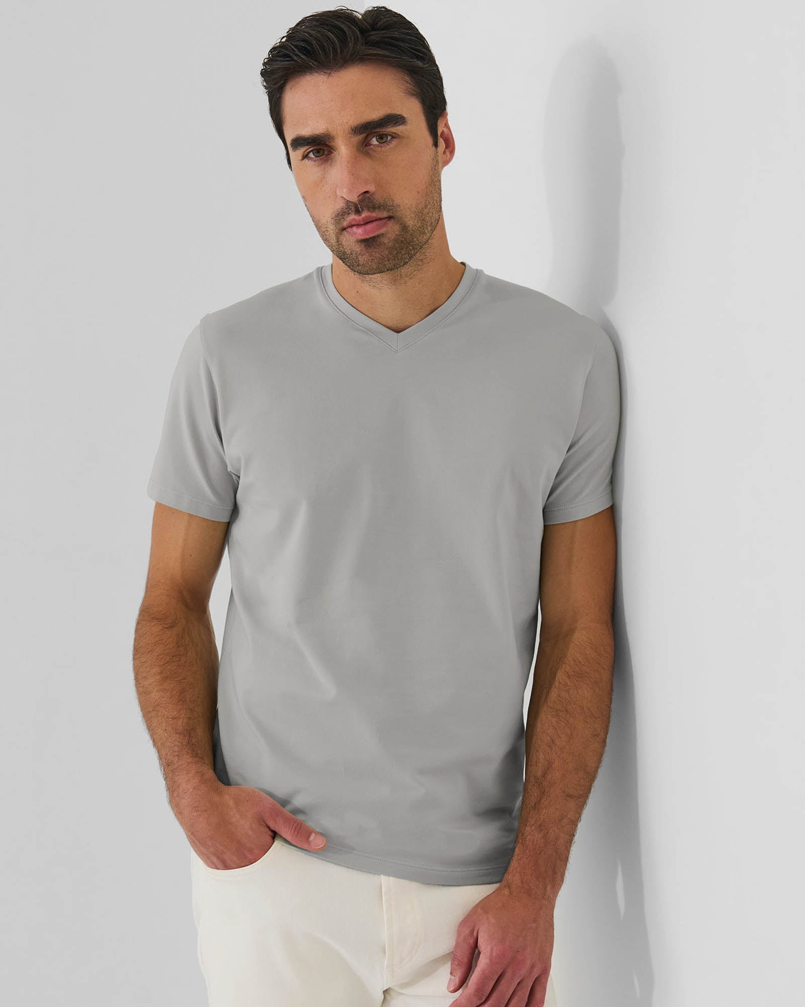 Pima Cotton Stretch V-Neck T-Shirt