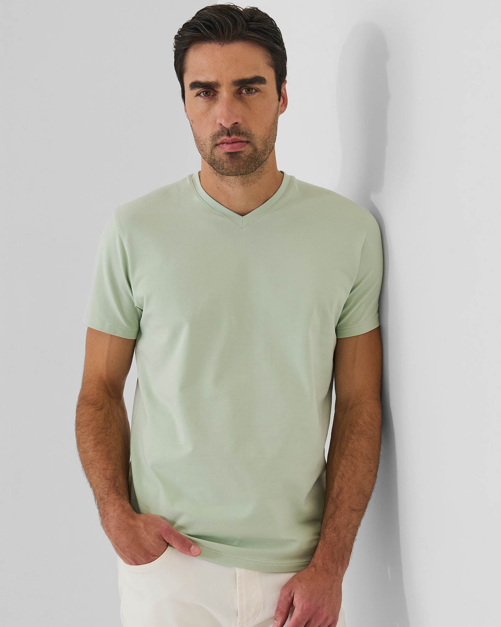 Pima Cotton Stretch V-Neck T-Shirt