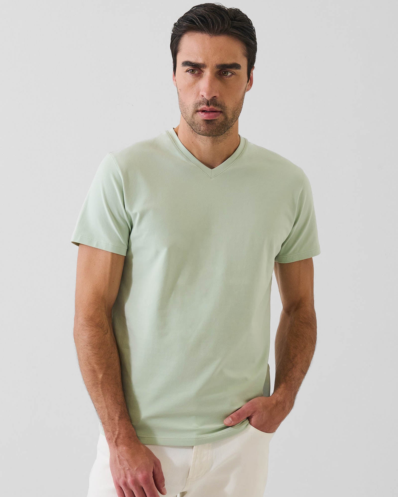 Pima Cotton Stretch V-Neck T-Shirt