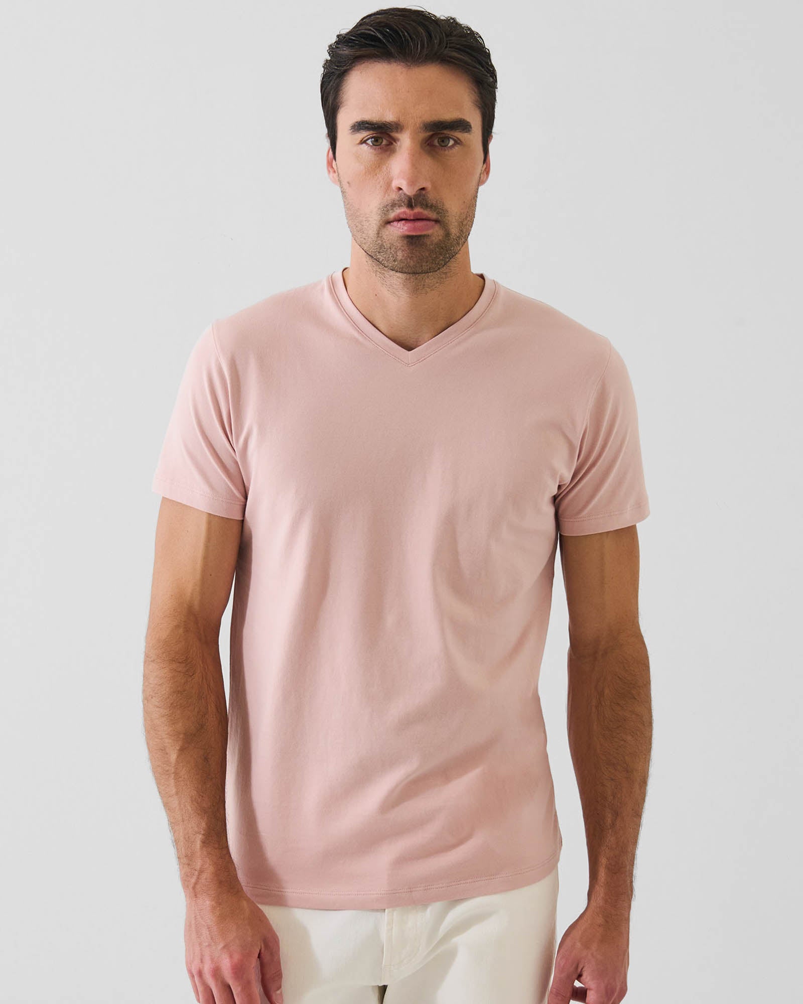 Pima Cotton Stretch V-Neck T-Shirt