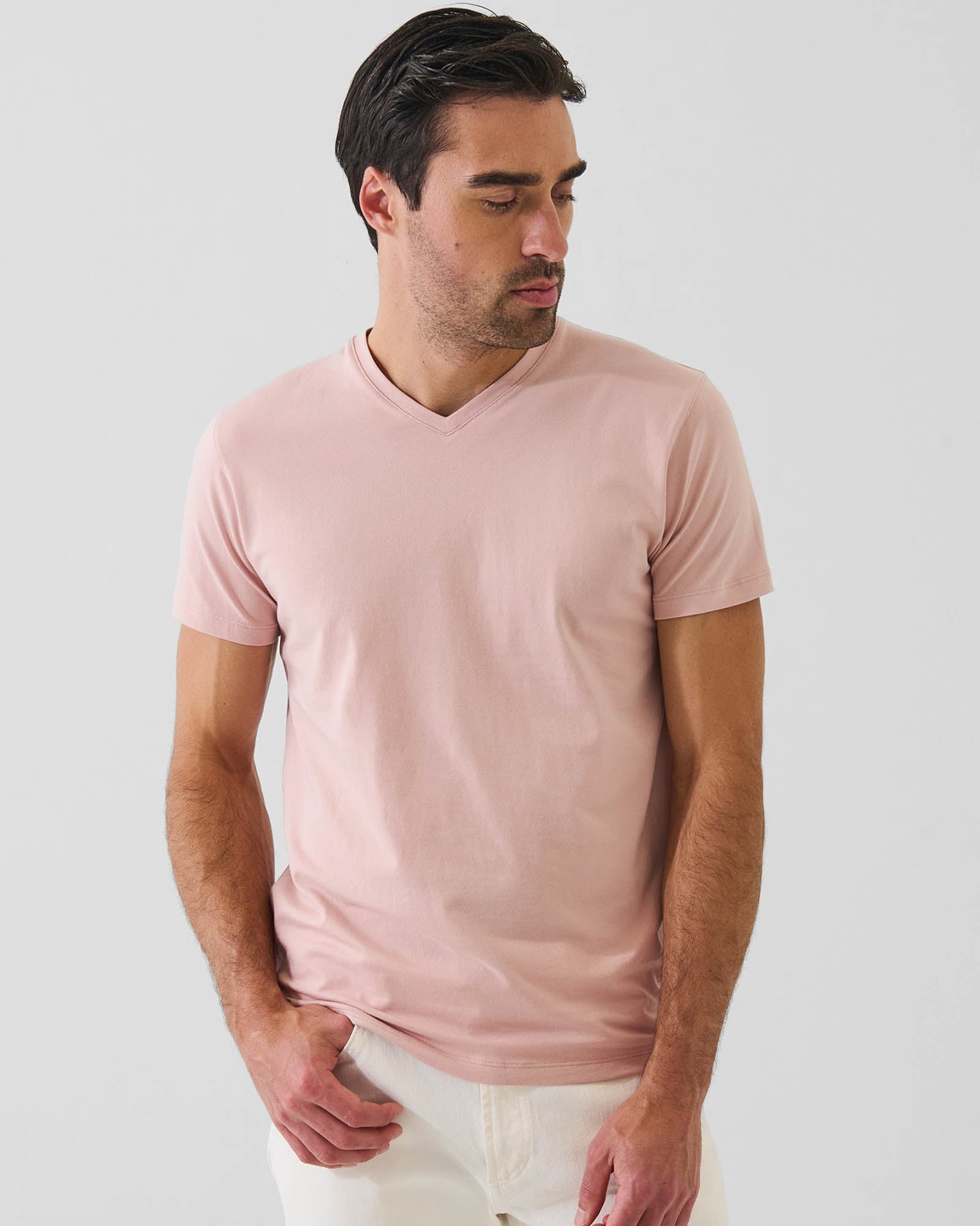 Pima Cotton Stretch V-Neck T-Shirt