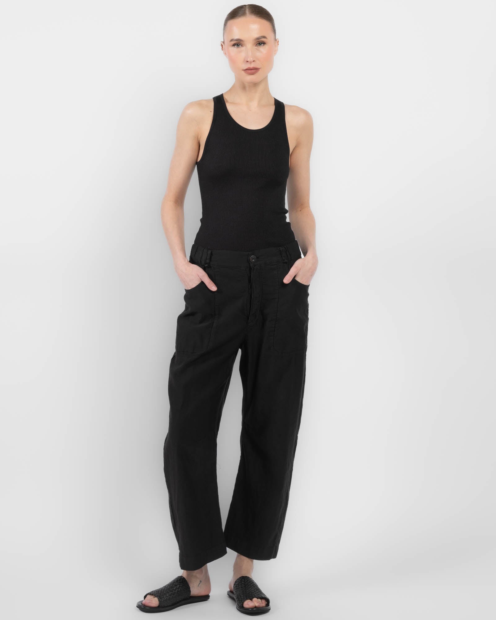 Pantalon à jambes courbées