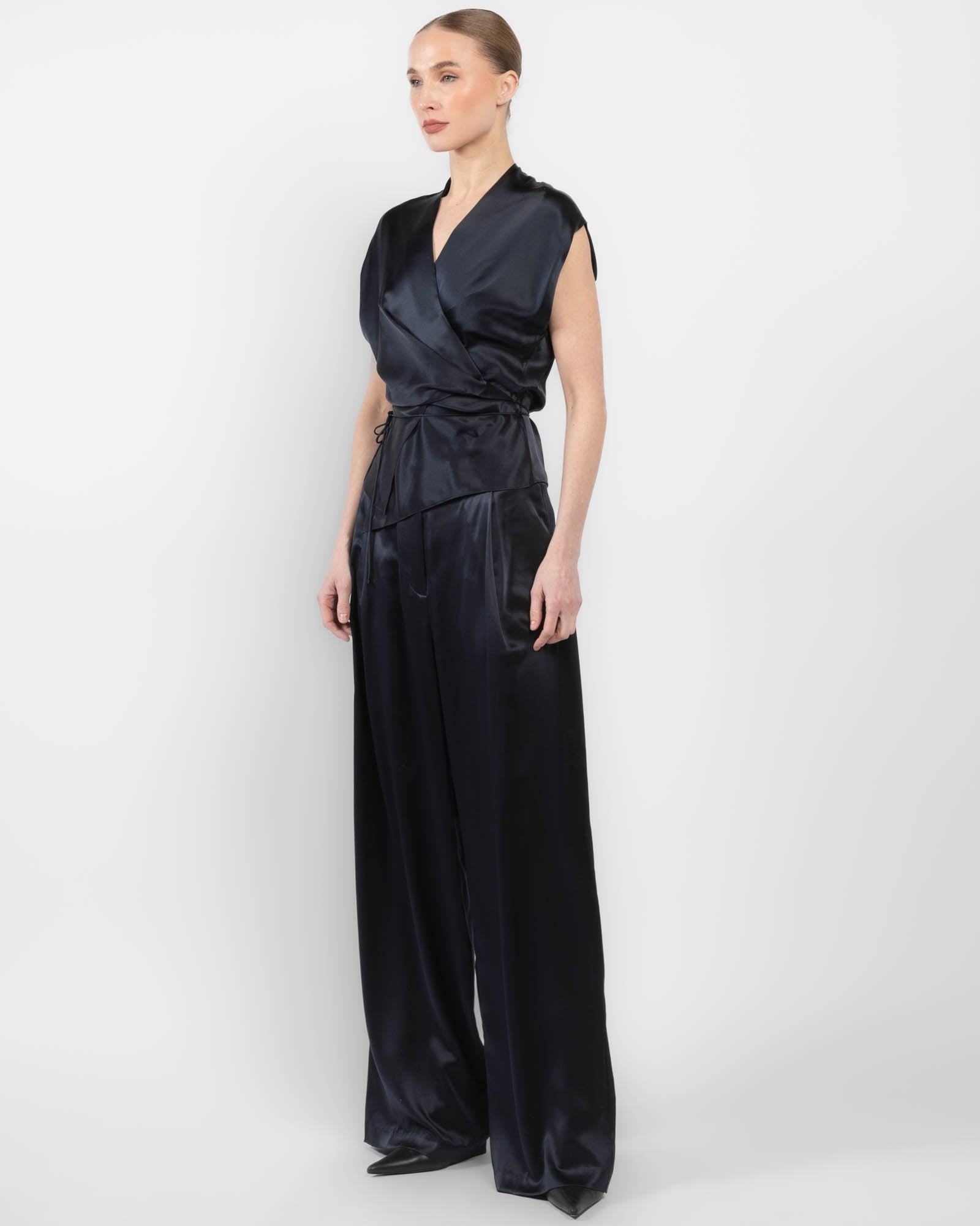 Drape Sleeve Wrap Blouse