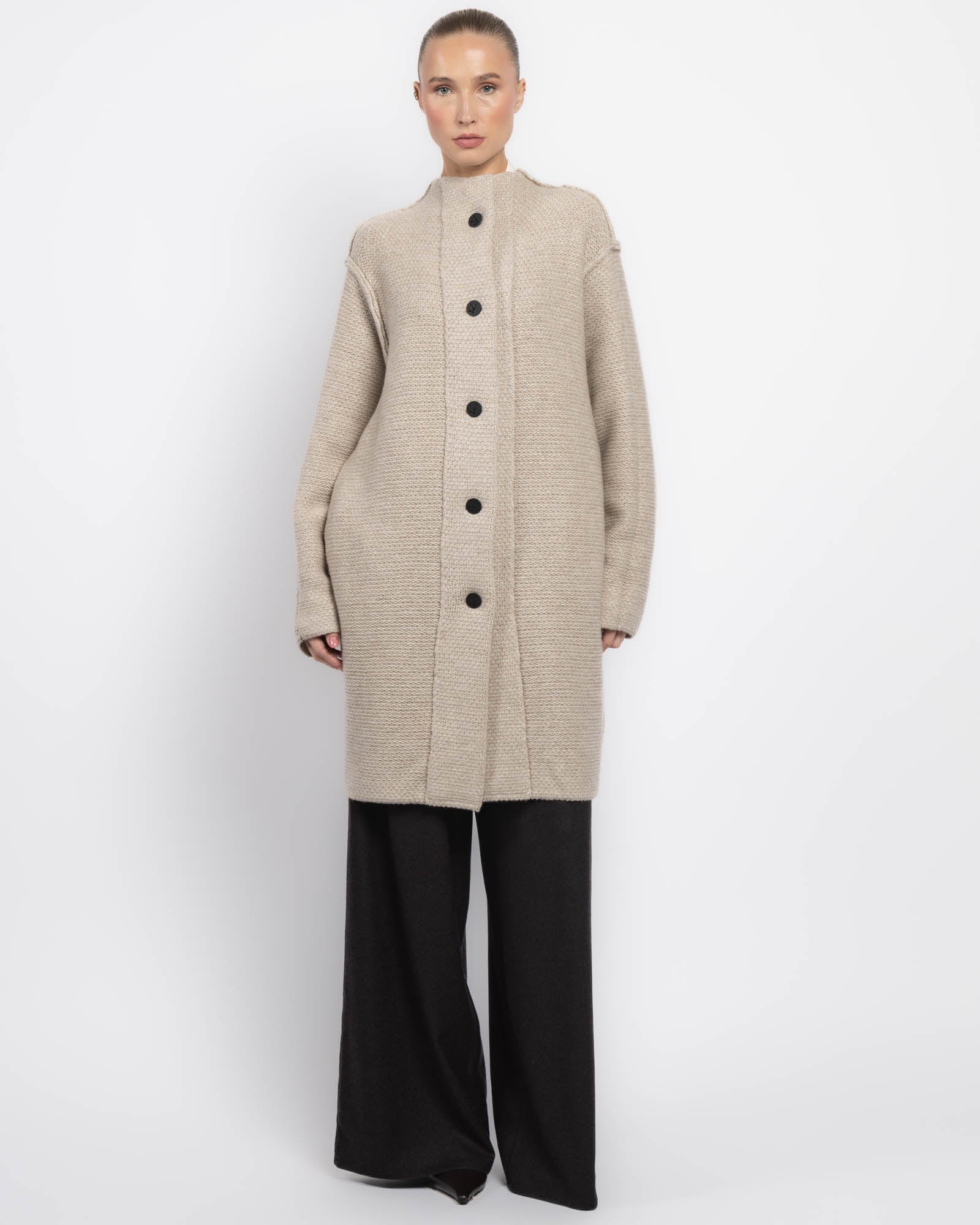 Knit Long Wrap Coat