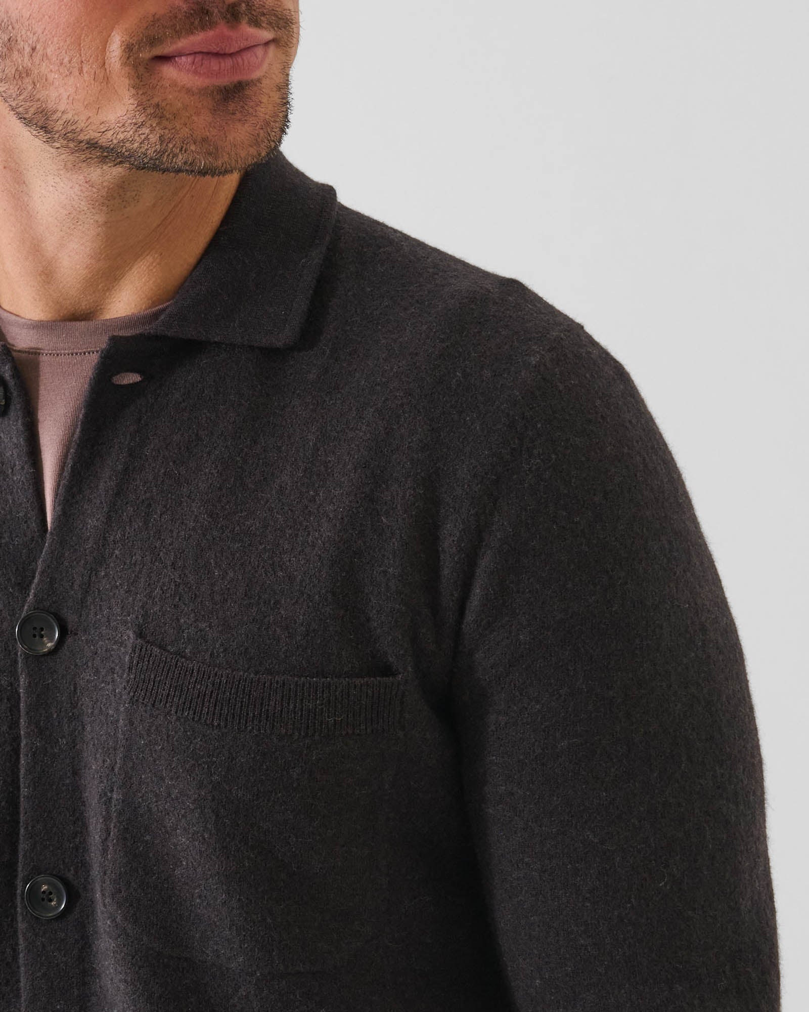 Veste boutonnée en laine bouillie