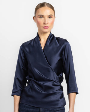 Three-Quarter Sleeve Wrap Top