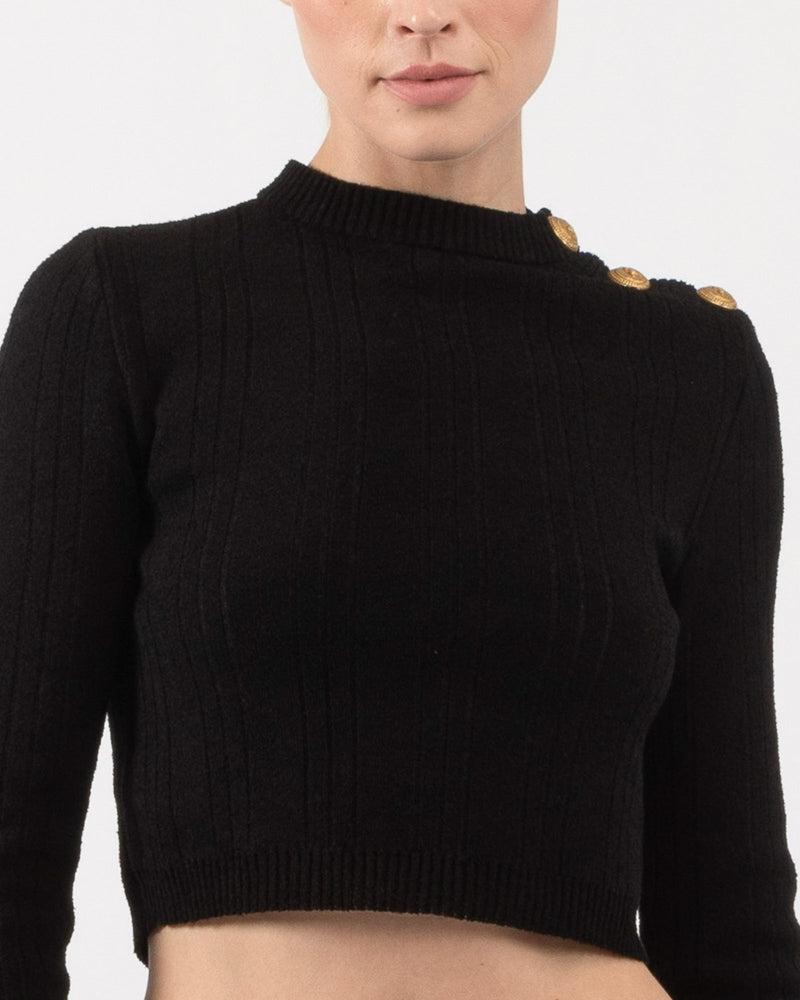 3 Button Knit Pullover - BALMAIN | Luxury Designer Fashion