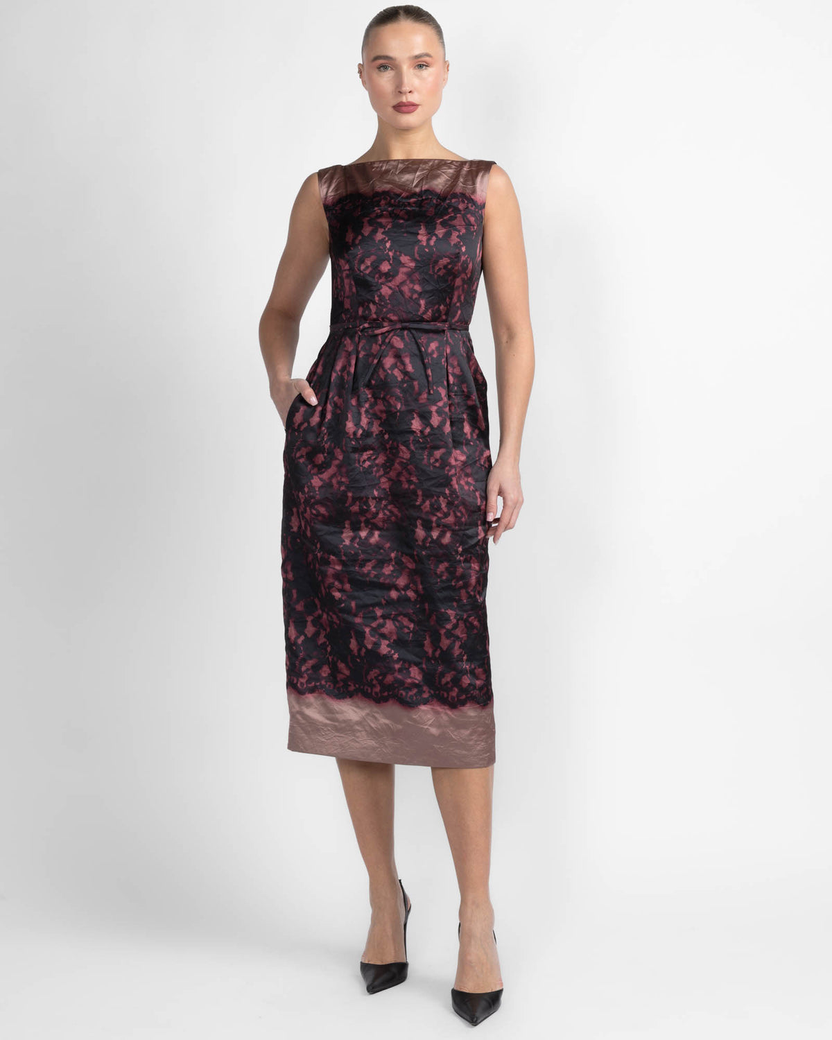 Satin Sleeveless Pencil Dress