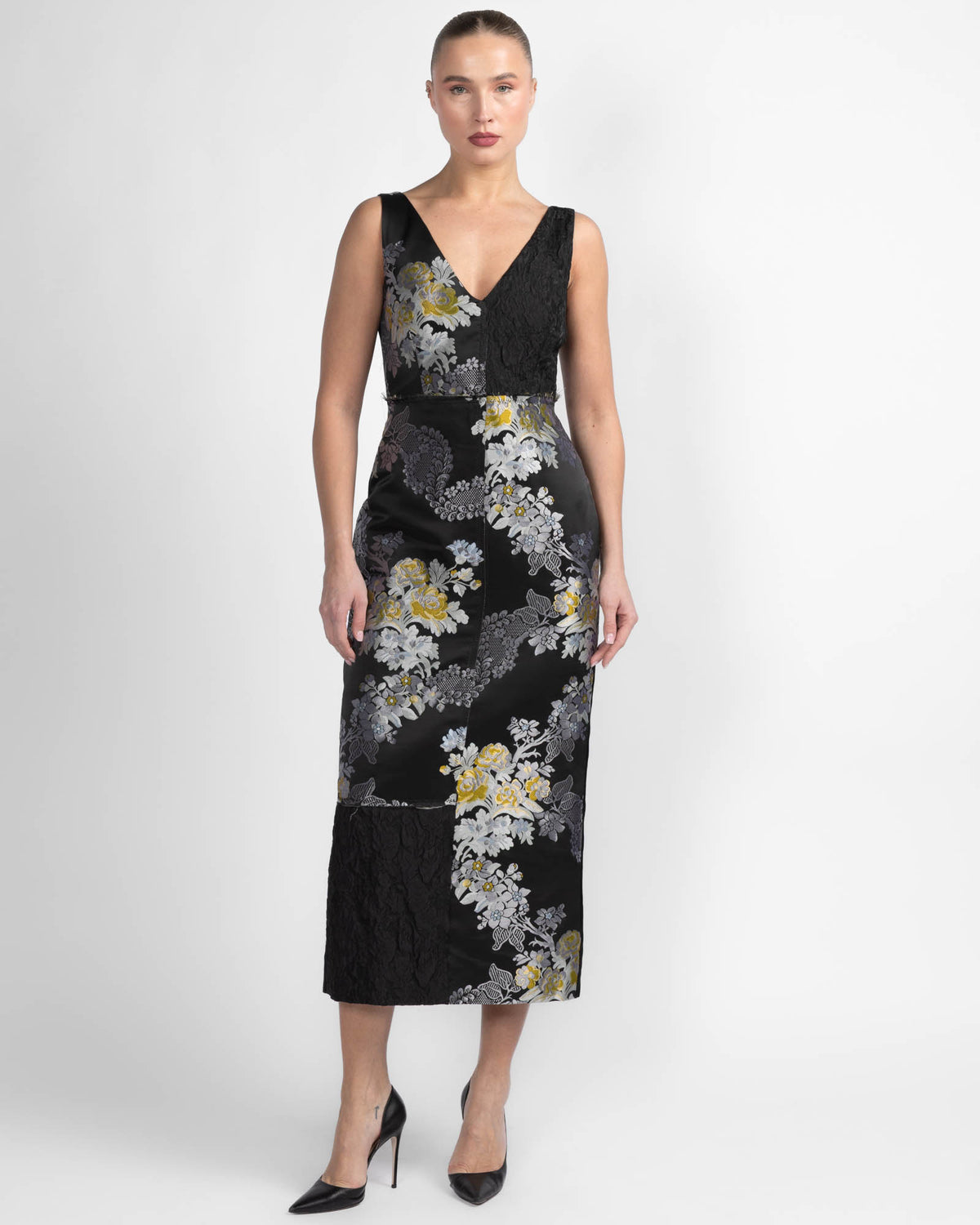 Jacquard V-Neck Midi Dress