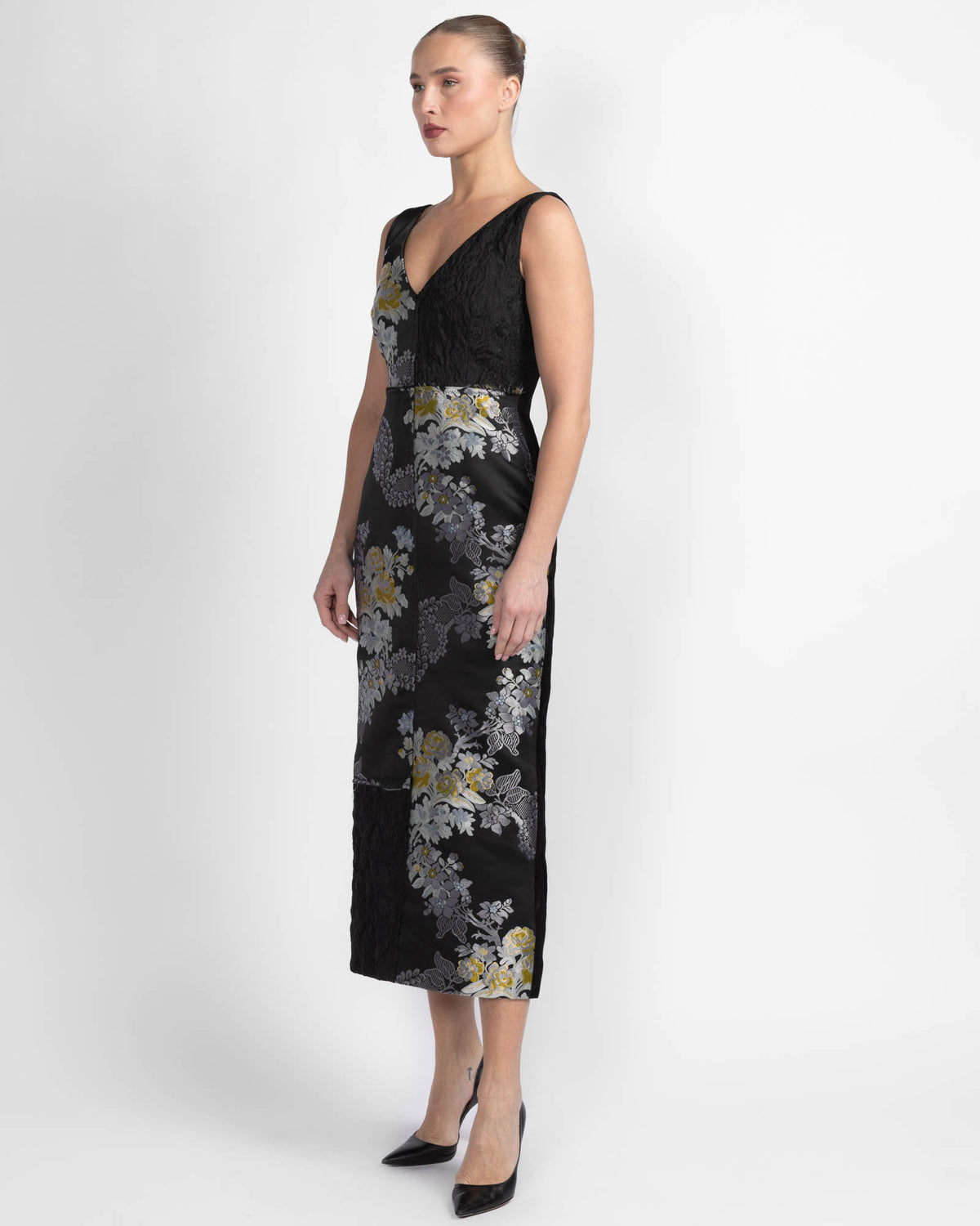 Jacquard V-Neck Midi Dress