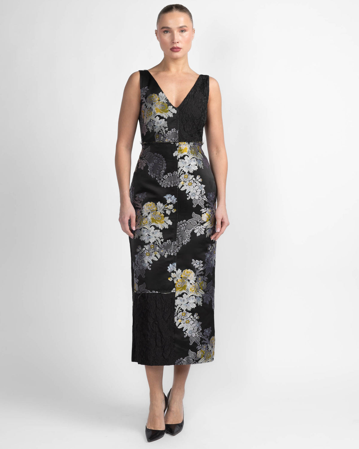 Jacquard V-Neck Midi Dress