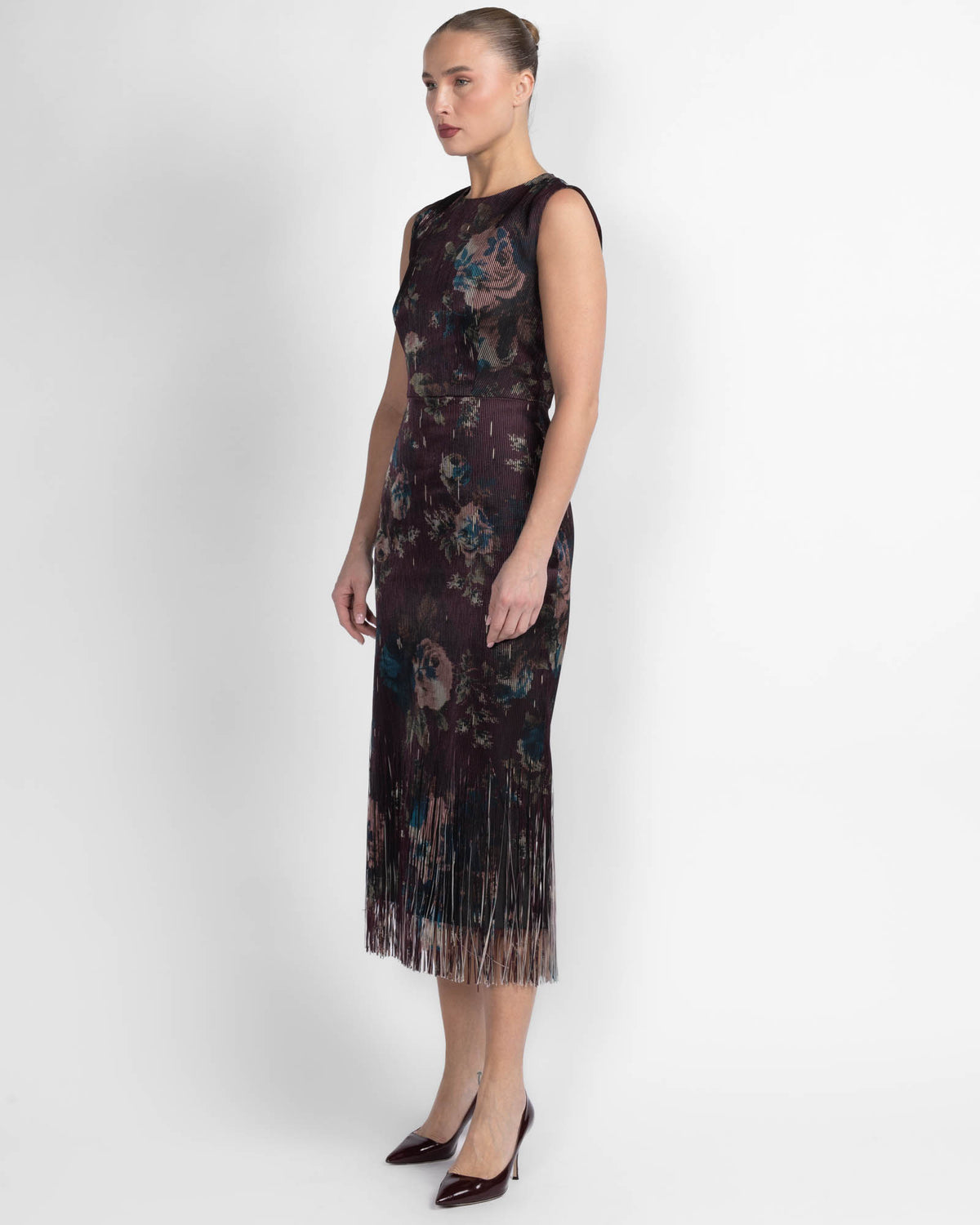 Jacquard Sleeveless Midi Dress