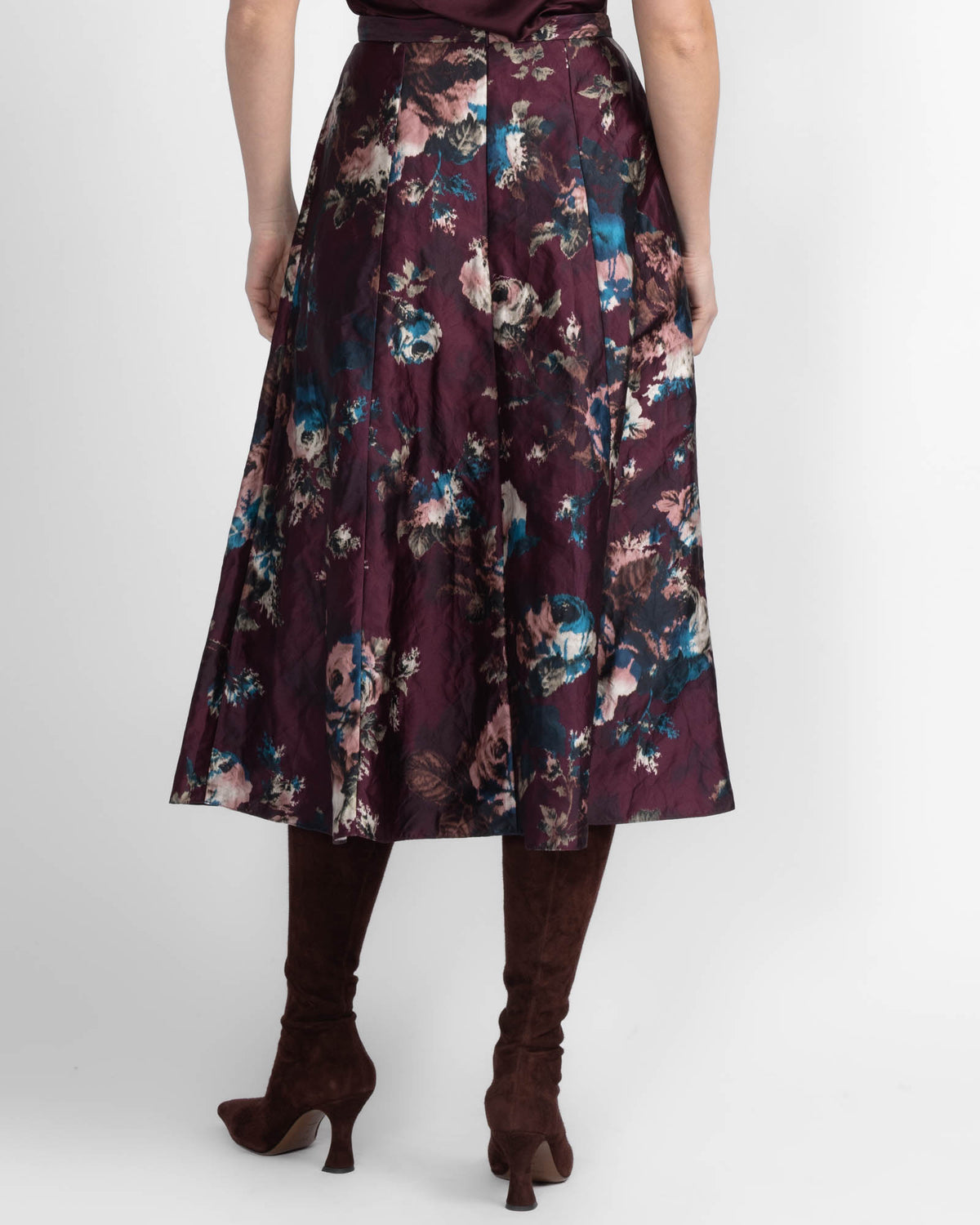 Satin A-Line Midi Skirt