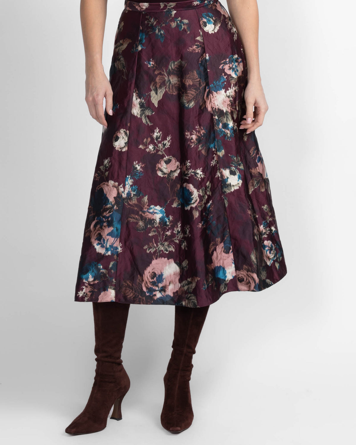 Satin A-Line Midi Skirt