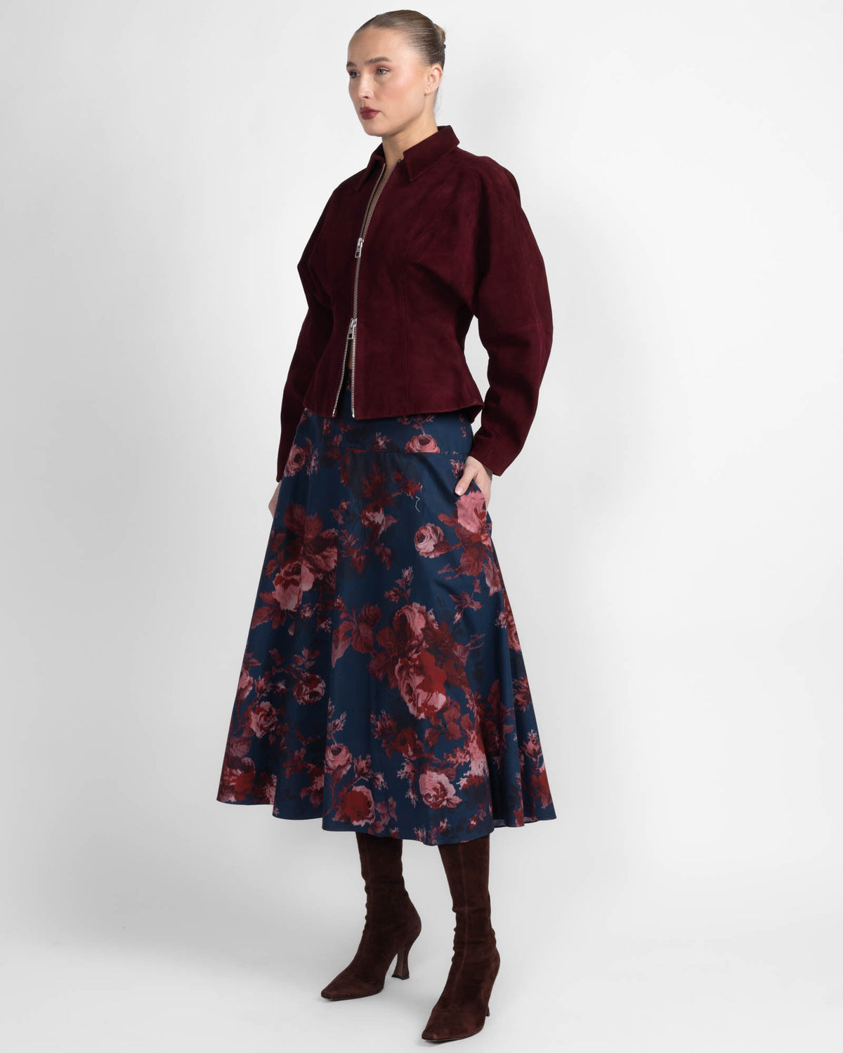 Cotton A-Line Midi Skirt