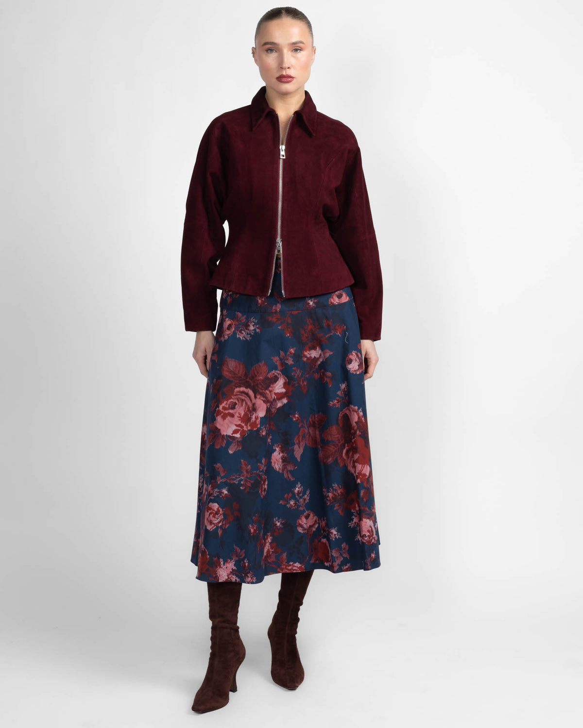 Cotton A-Line Midi Skirt