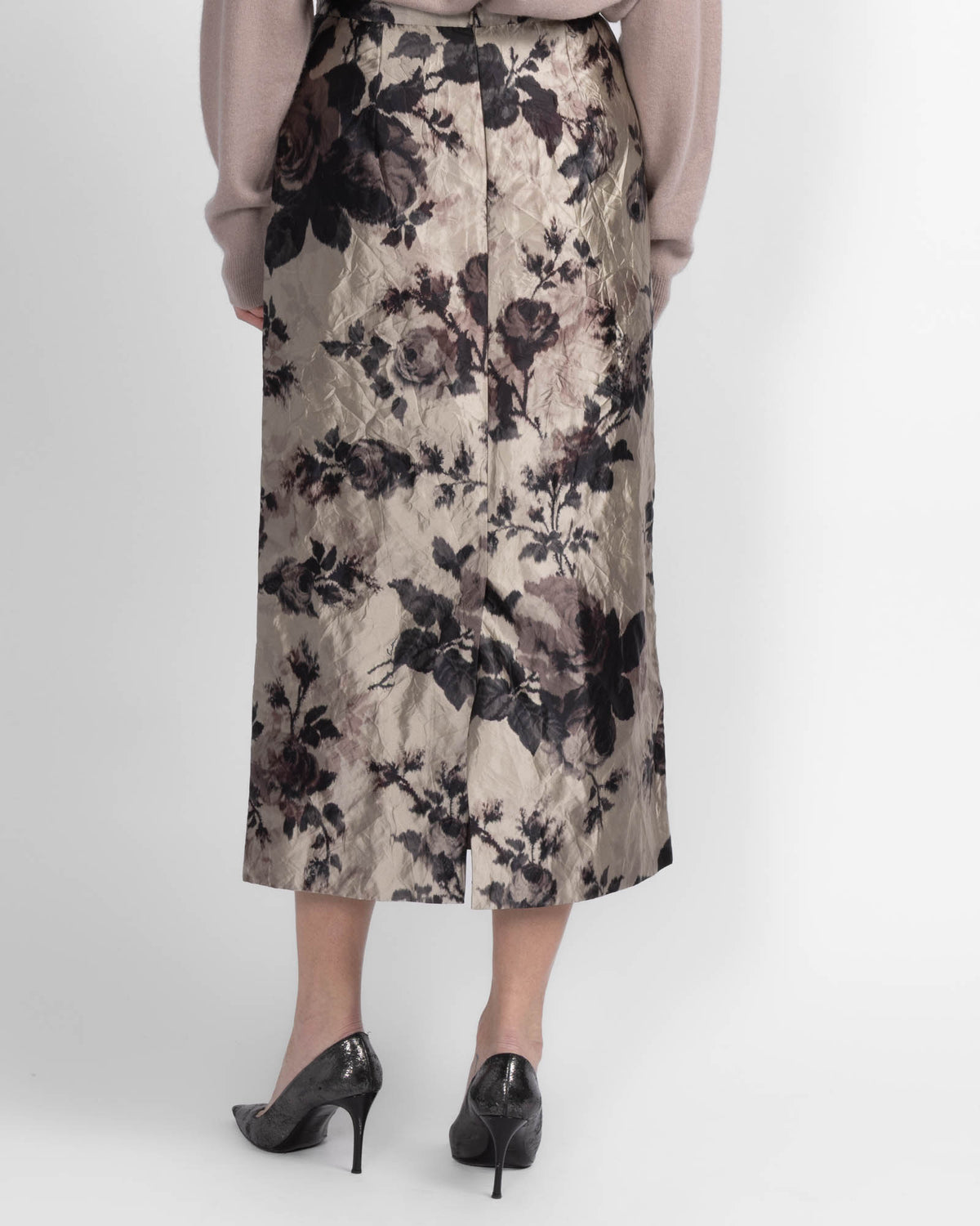 Satin Pencil Midi Skirt