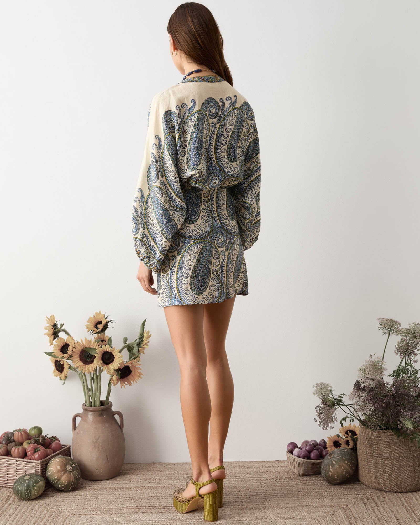 Arcadia Paisley Mini-Robe Dress