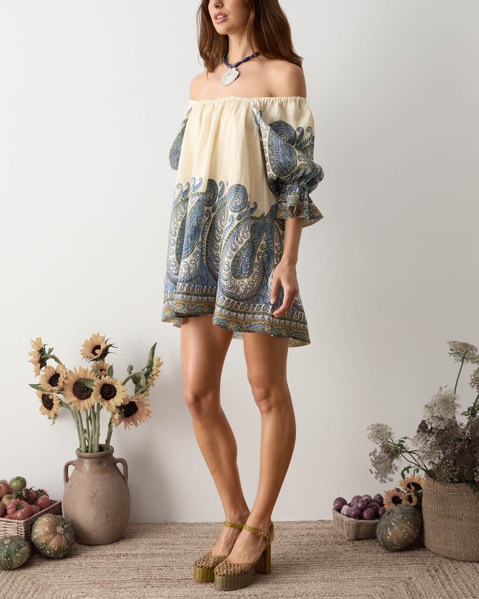 Arcadia Paisley Puff Sleeve Dress