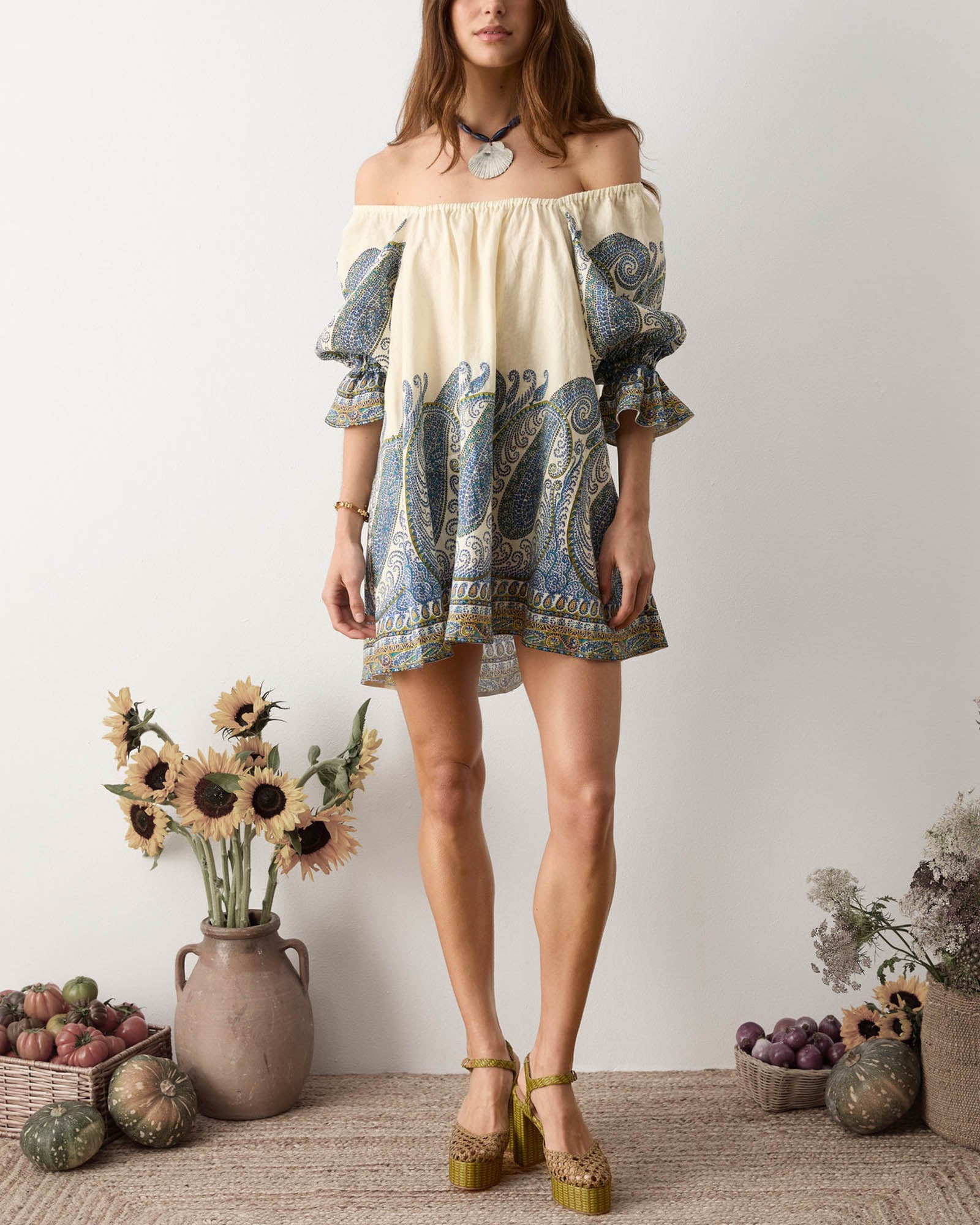 Arcadia Paisley Puff Sleeve Dress