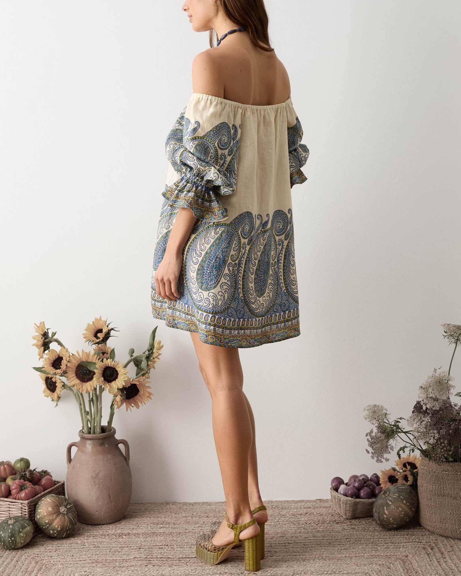 Arcadia Paisley Puff Sleeve Dress