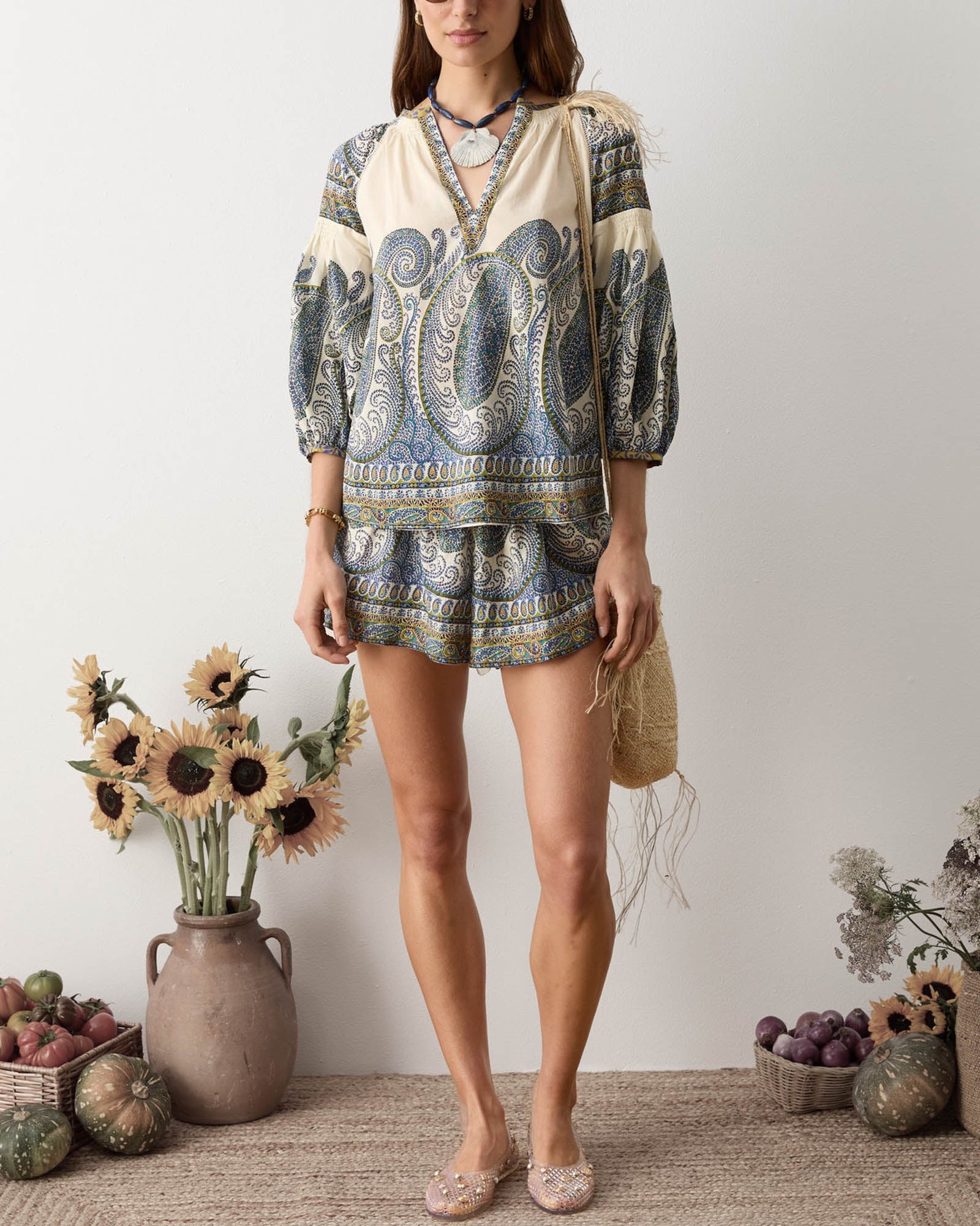 Arcadia Paisley Smock Blouse